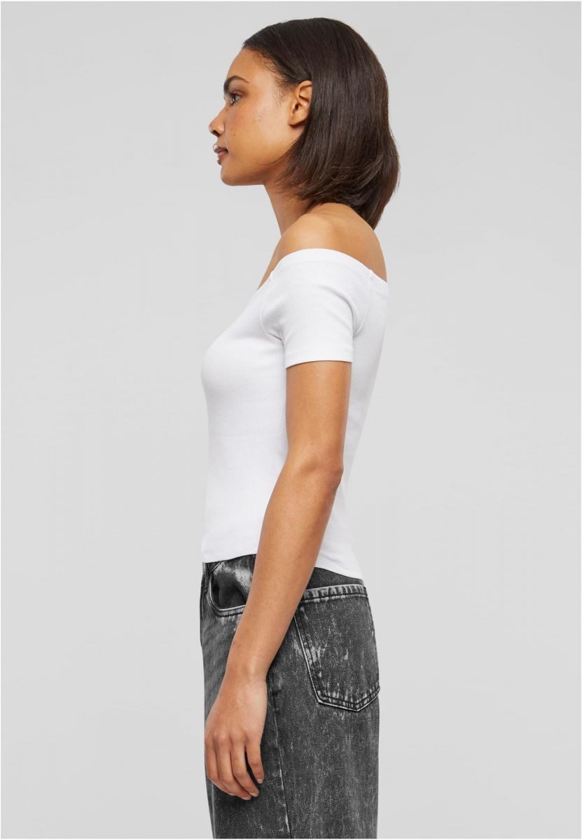 URBAN CLASSICS Rundhalsshirt Ladies Organic Off Shoulder Rib Tee Damen T-Sh günstig online kaufen