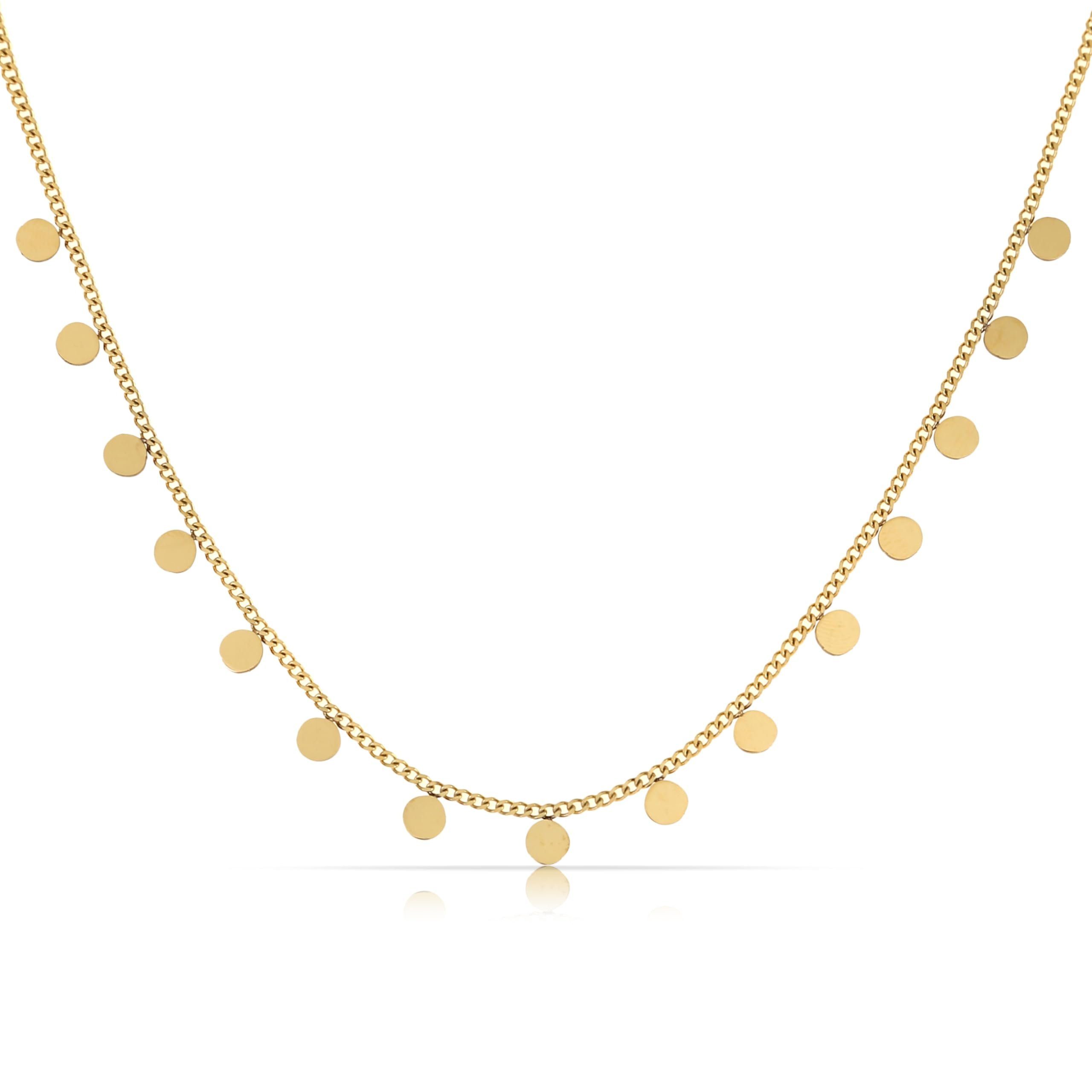 Made by Nami Edelstahlkette Edelstahl Damen Kette in Gold mit kleinen runden Plättchen, Geschenke für Frauen Schmuck Damen 40 + 5 cm Länge