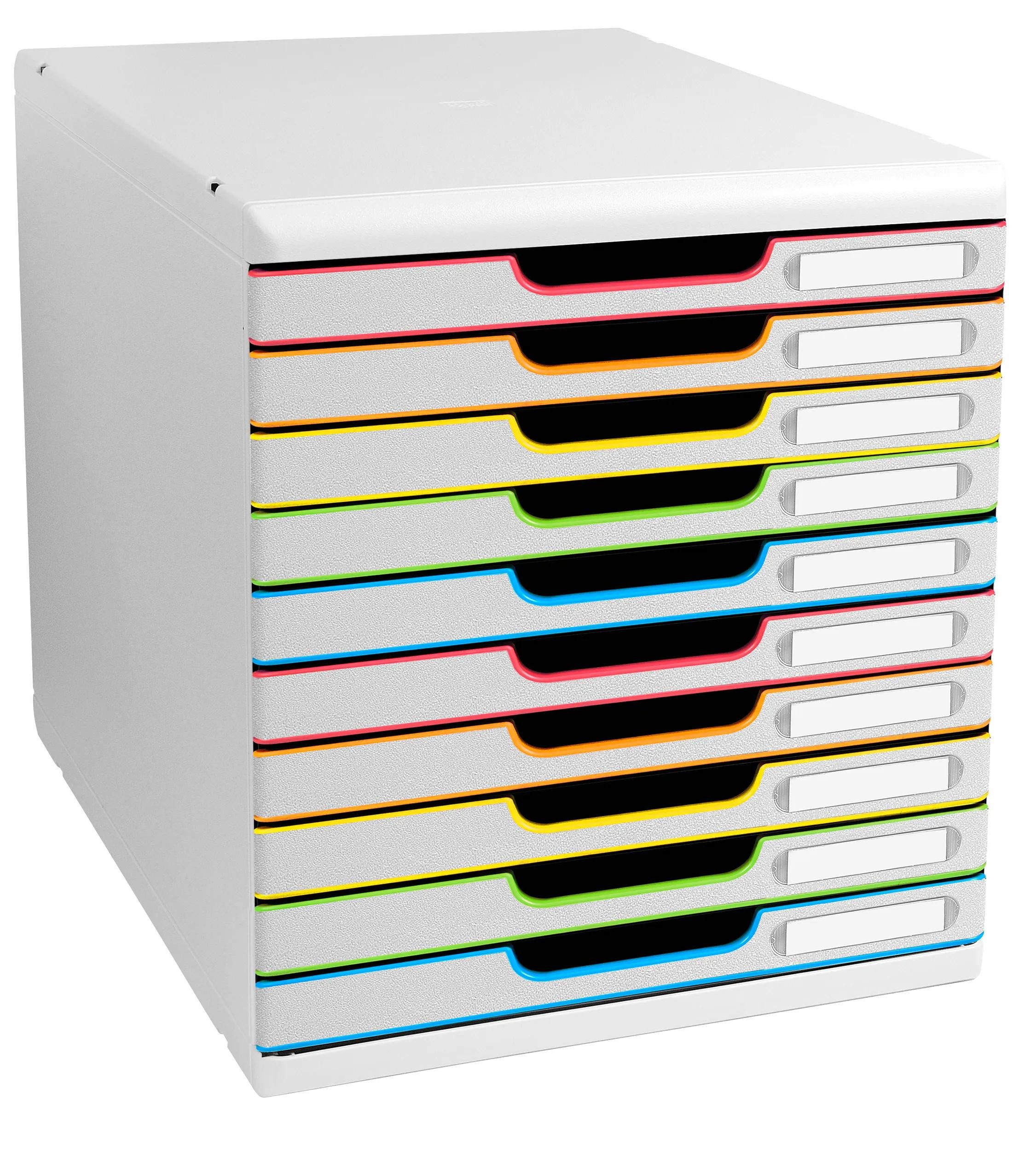 EXACOMPTA Schubladenbox Schubladenbox MODULO A4 10 geschlossene Schub Weiss/Harlekin 302913D, Boxen modulierbar