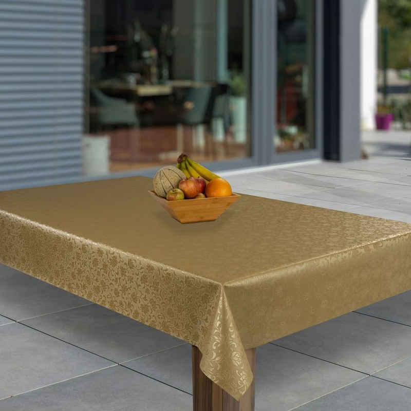 laro Tischdecke Wachstuch-Tischdecken Abwaschbar Gold geprägt rechteckig