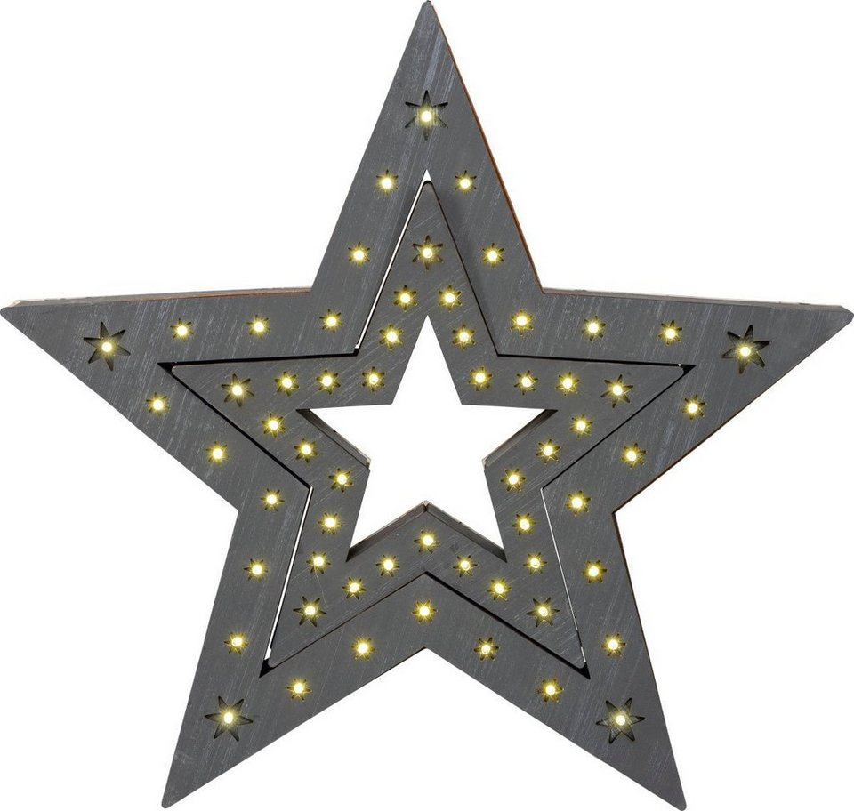 Holz-Glas-Design Sterne LED 2er als Set Weihnachtsfigur HGD
