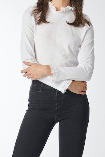 RICHROYAL Langarmshirt 2409 O Slub F LS mit Rüschenkante an Ausschnitt und günstig online kaufen