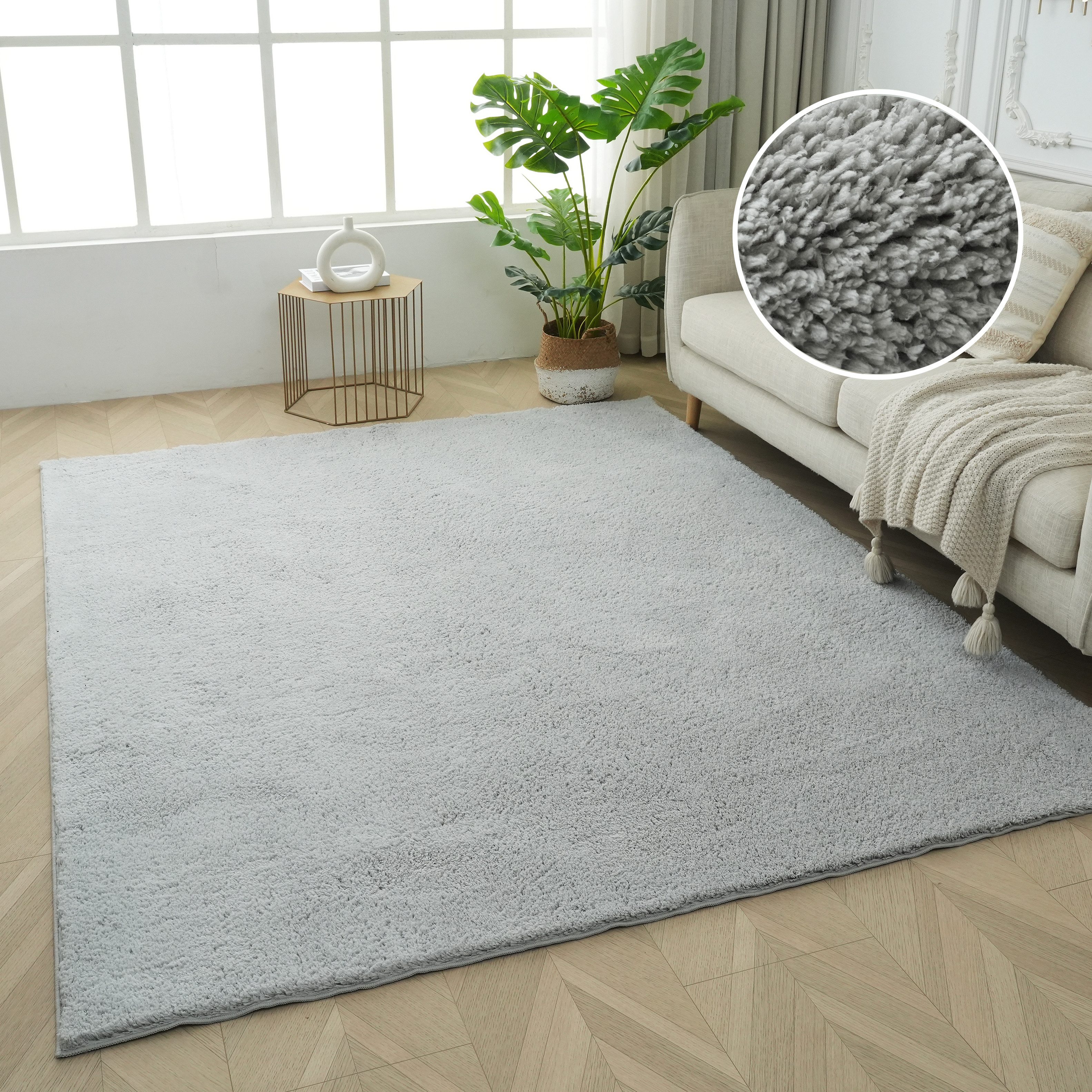 OTTO home Teppich Cali Shaggy, rechteckig, Höhe: 22 mm, Uni-Farben, kuschelig, & weich, waschbar, Wohnzimmer, Schlafzimmer