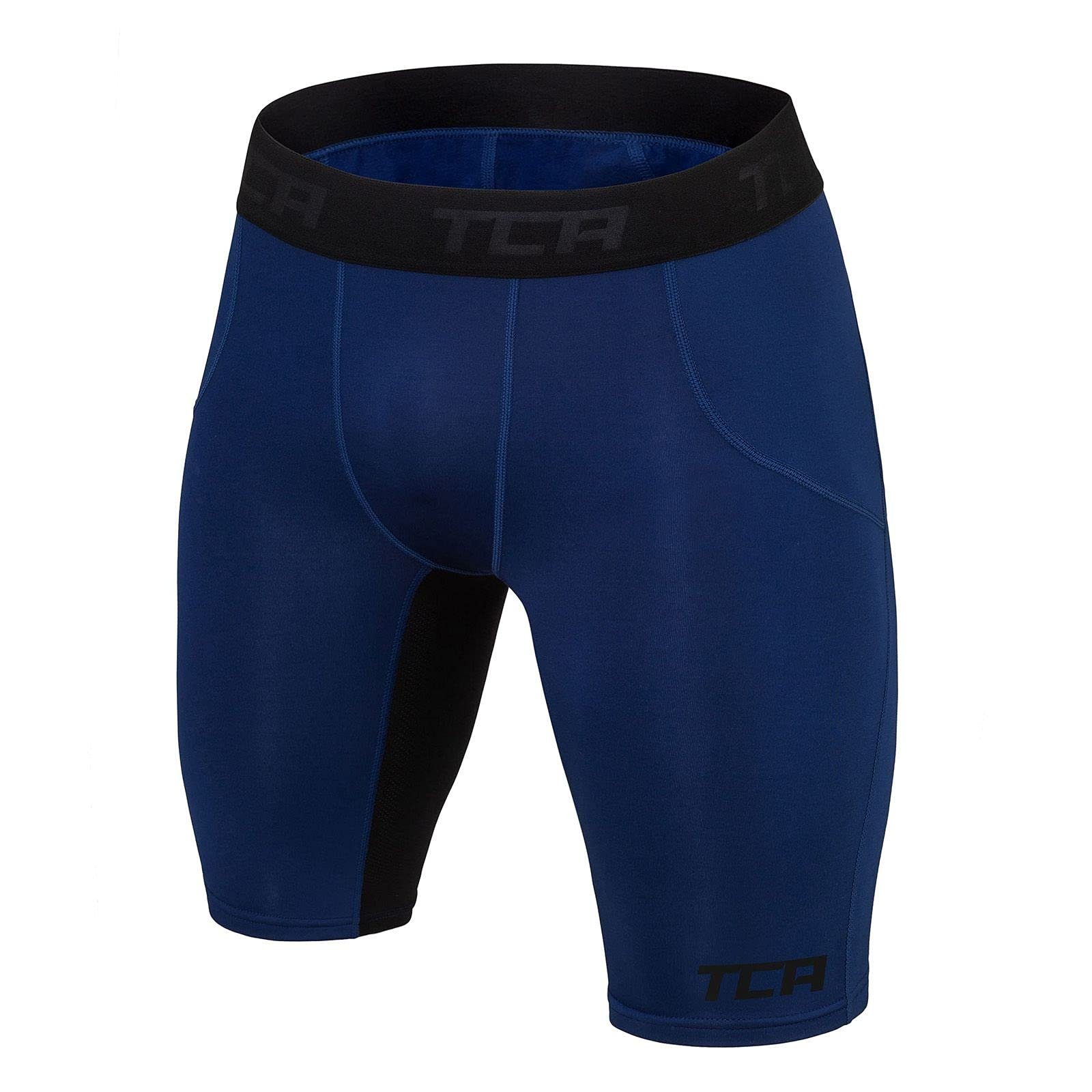 TCA Unterziehshirt TCA Herren SuperThermal Kompressions Shorts - Blau/Schwarz | Unterhemden
