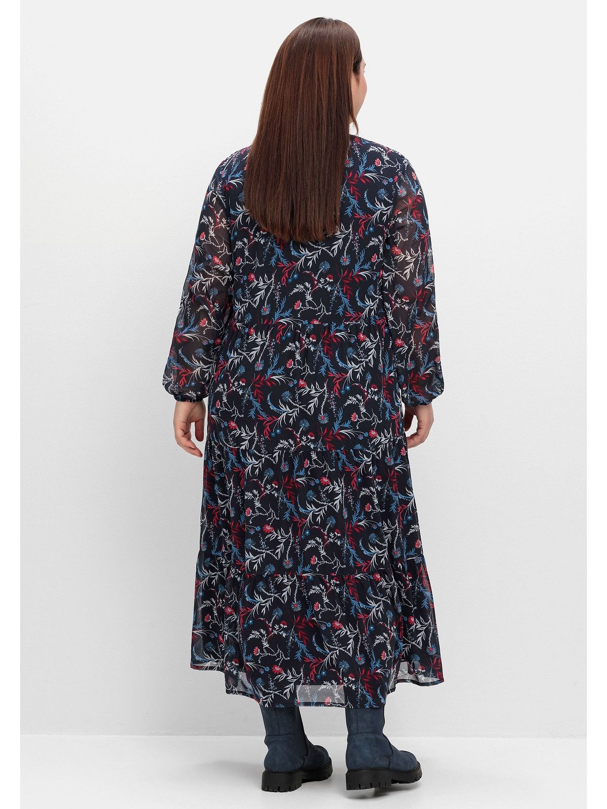 Sheego Maxikleid Große Größen aus Chiffon, mit blickdichtem Futter