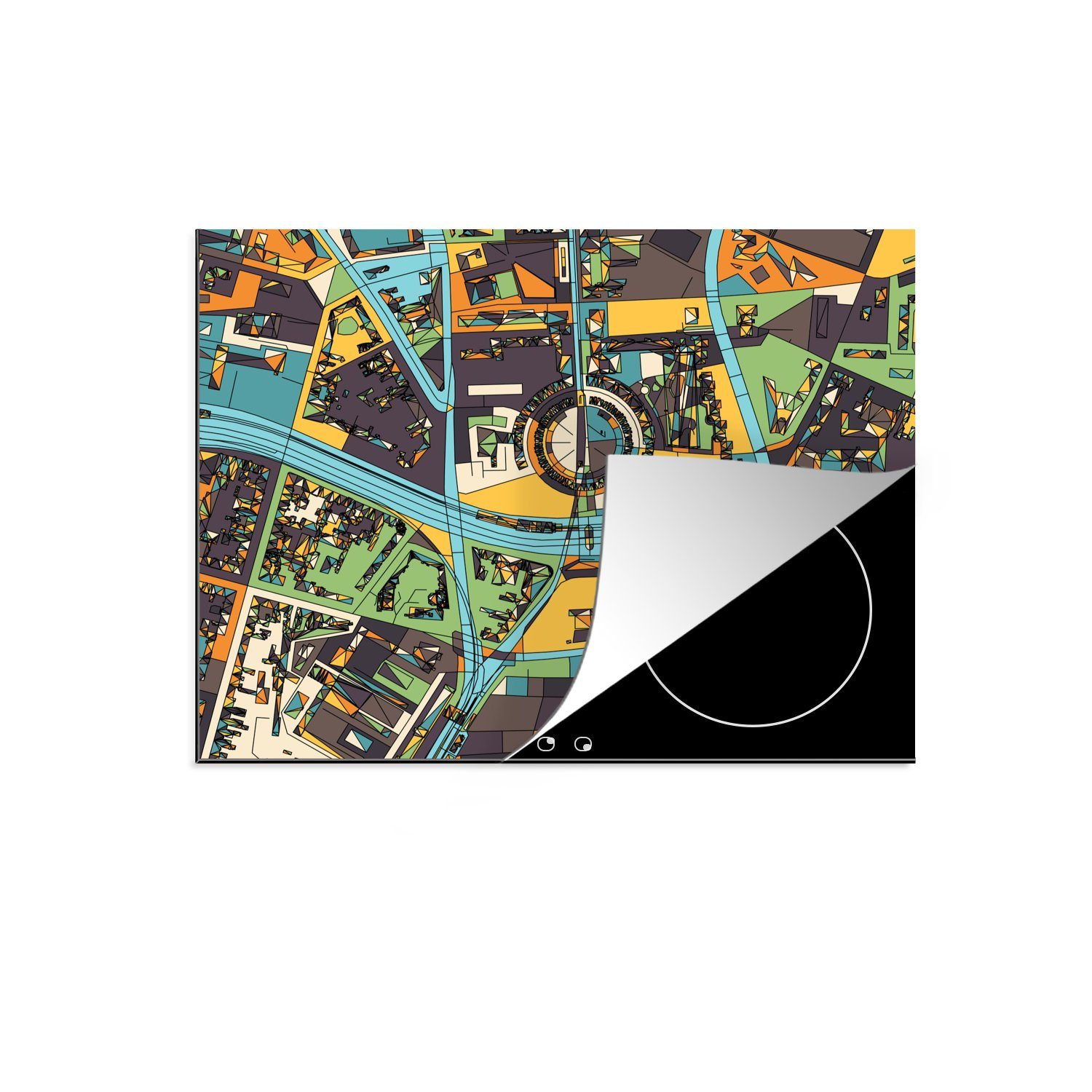 MuchoWow Herdblende-/Abdeckplatte Illustration der Stadt Berlin, Vinyl, (1 tlg), 70x52 cm, Mobile Arbeitsfläche nutzbar, Ceranfeldabdeckung