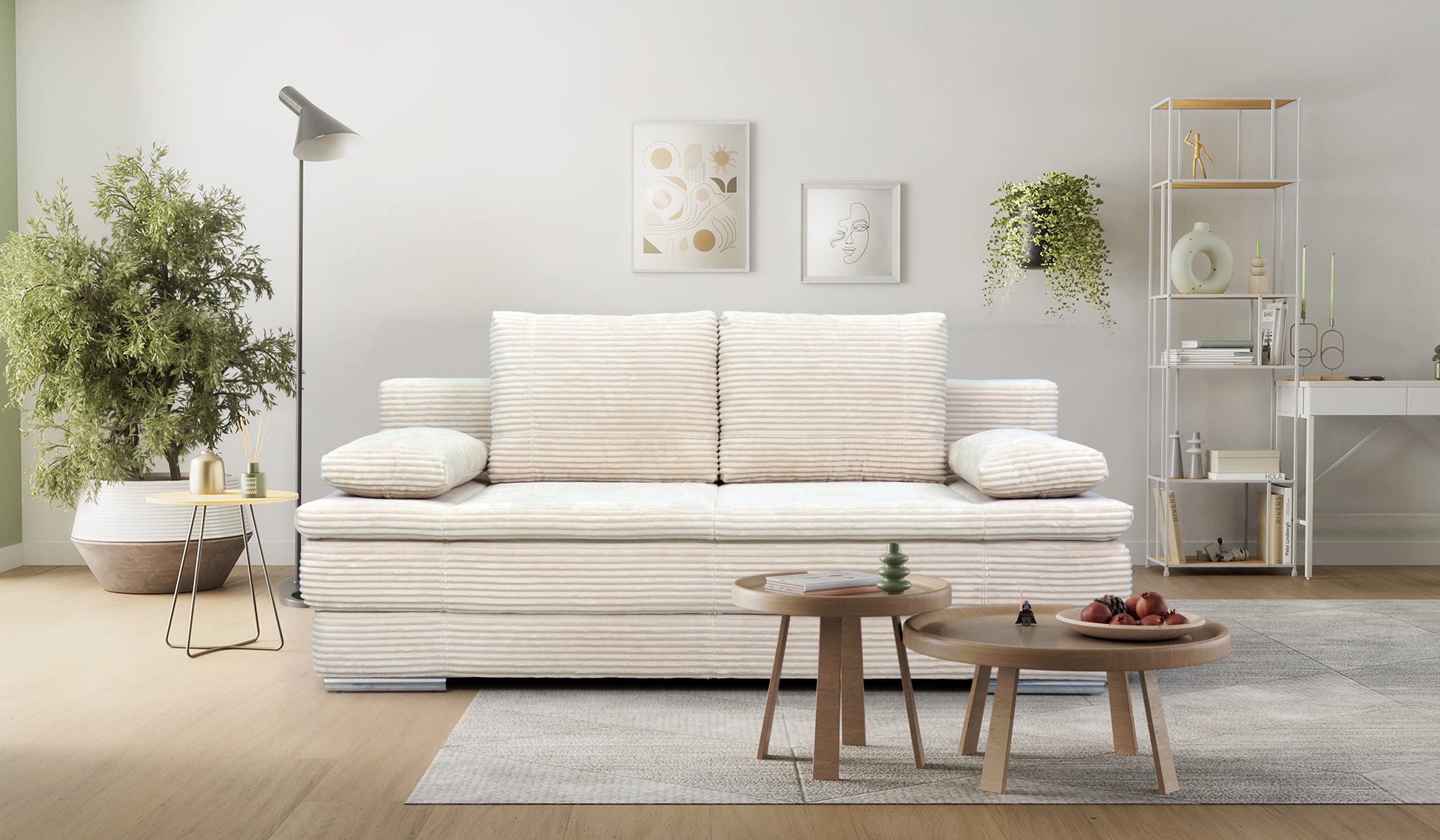 Hygger Möbelhaus Schlafsofa Brendon mit Bettkasten & komfortabler Liegefläche 150 × 205 cm, Inklusive 2 Zierkissen., Versandkostenfrei innerhalb Deutschlands, Hergestellt in Europa