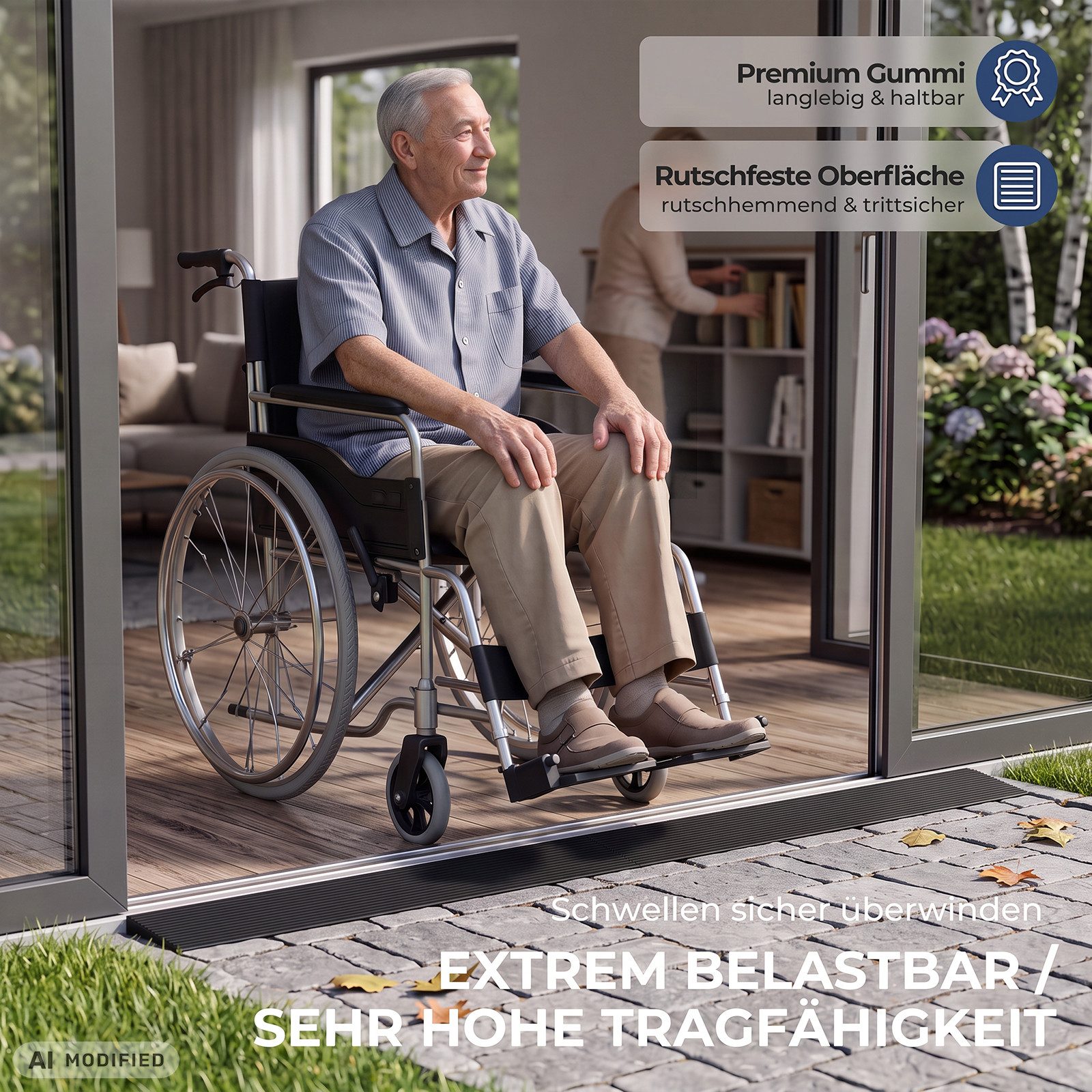 Kingpower Auffahrrampe Türschwellenrampe Rollstuhl Schwellenrampe Gummi Rampe Bordstein 25 mm – Bild 2 von 5