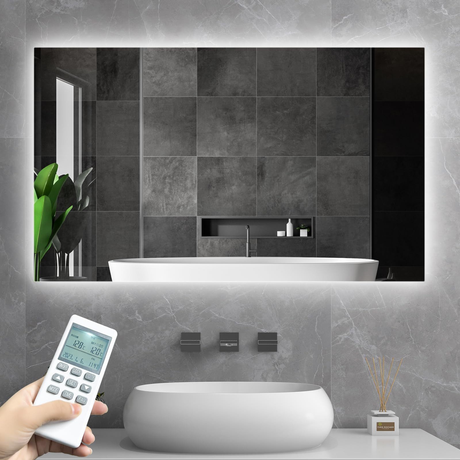 Byecold Infrarotheizung Standgerät mit Thermostat, Standfüßen, Rollen, Überhitzungsschutz, 580W (100×60cm) – LED, Fernbedienung, beschlagfrei