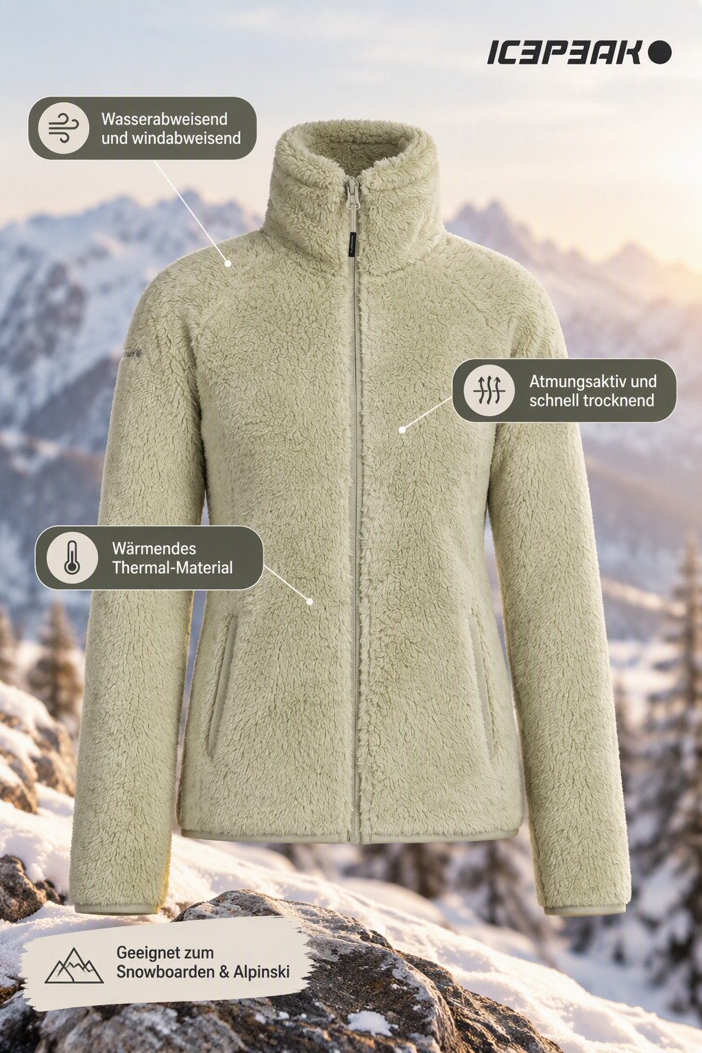 Icepeak Fleecejacke ICEPEAK LOMA JR für Kinder, wasserabweisend, windabweisend, atmungsaktiv, wärmend – Bild 3 von 5