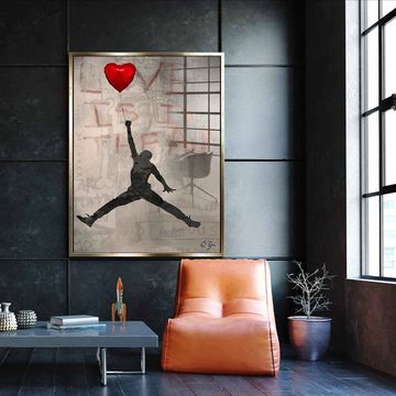 DOTCOMCANVAS® Acrylglasbild Jordan Love - Acrylglas, Acrylglasbild Michael Jordan NBA Basketball Banksy Love is in the air