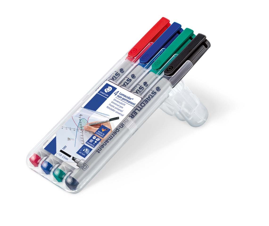 STAEDTLER Folienstift WP4 Feinschreiber Universalstift Lumocolor® - non-permanent B 4 Farben