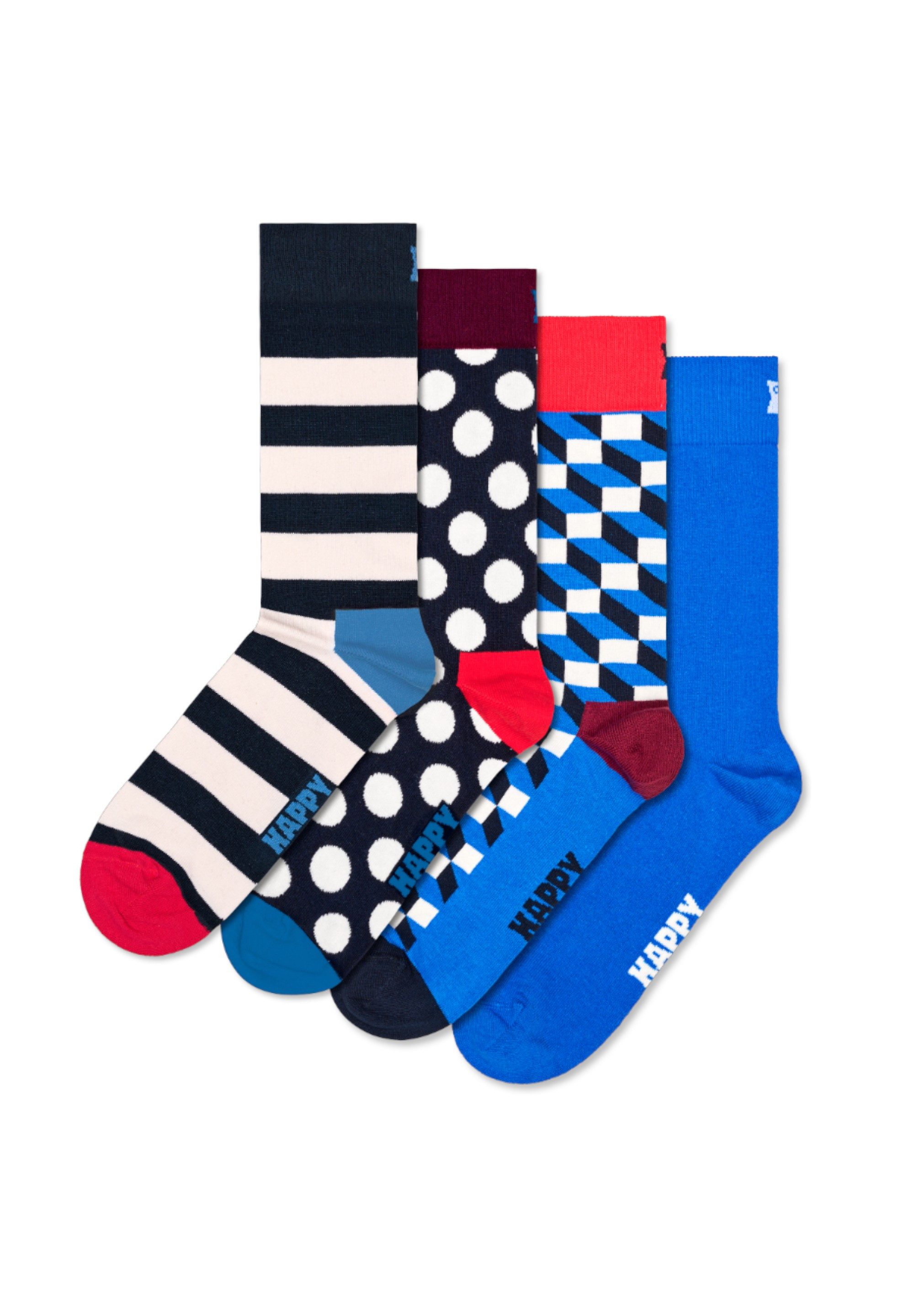 Happy Socks Basicsocken 4-Pack Navy Socks Gift Set Verstärkte Ferse, besserer Halt