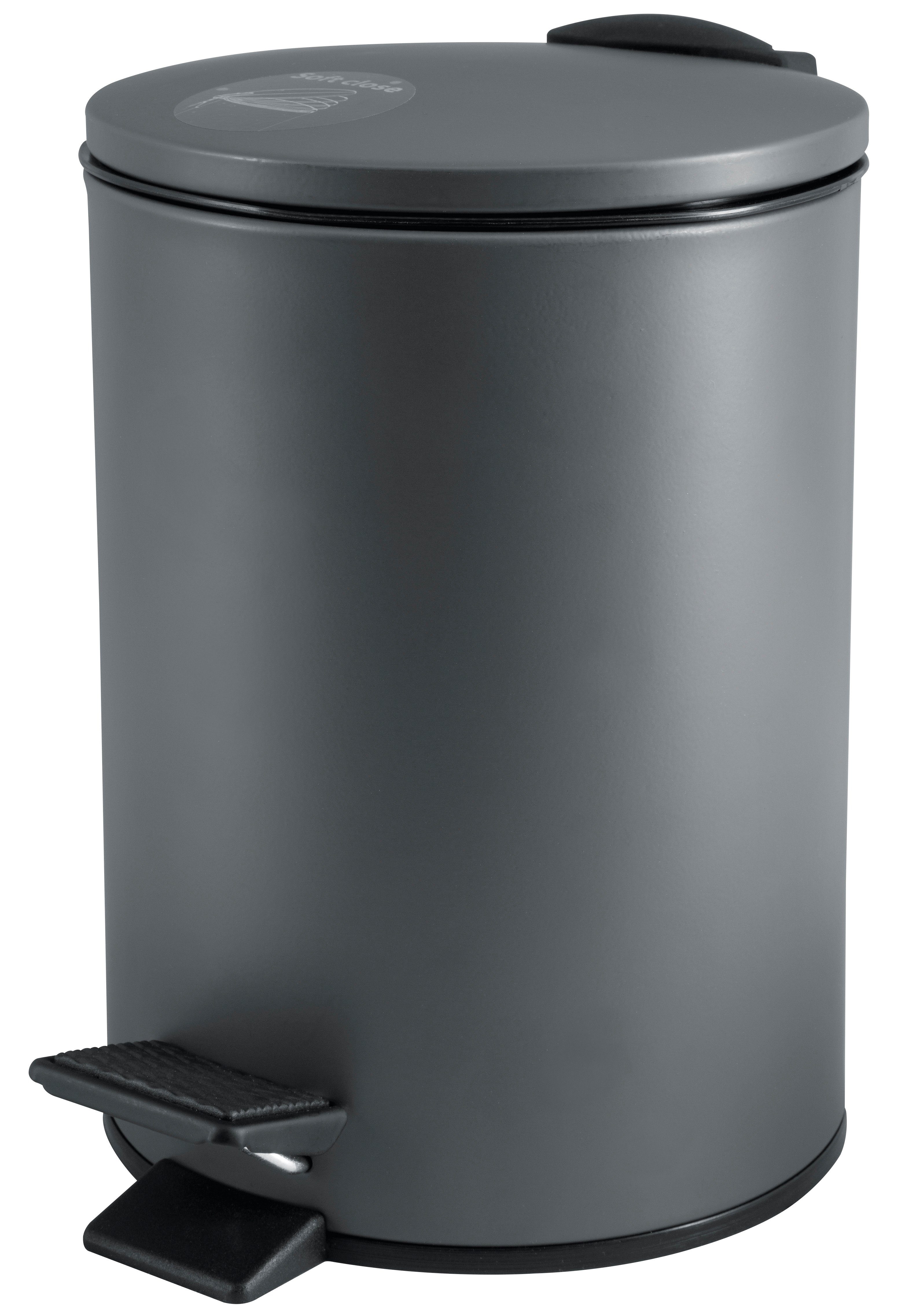 spirella Kosmetikeimer ADELAR, Treteimer mit Softclose-Absenkautomatik, herausnehmbarem Inneneimer, Anti-Fingerprint-Beschichtung, matt Finish, 3L, grau