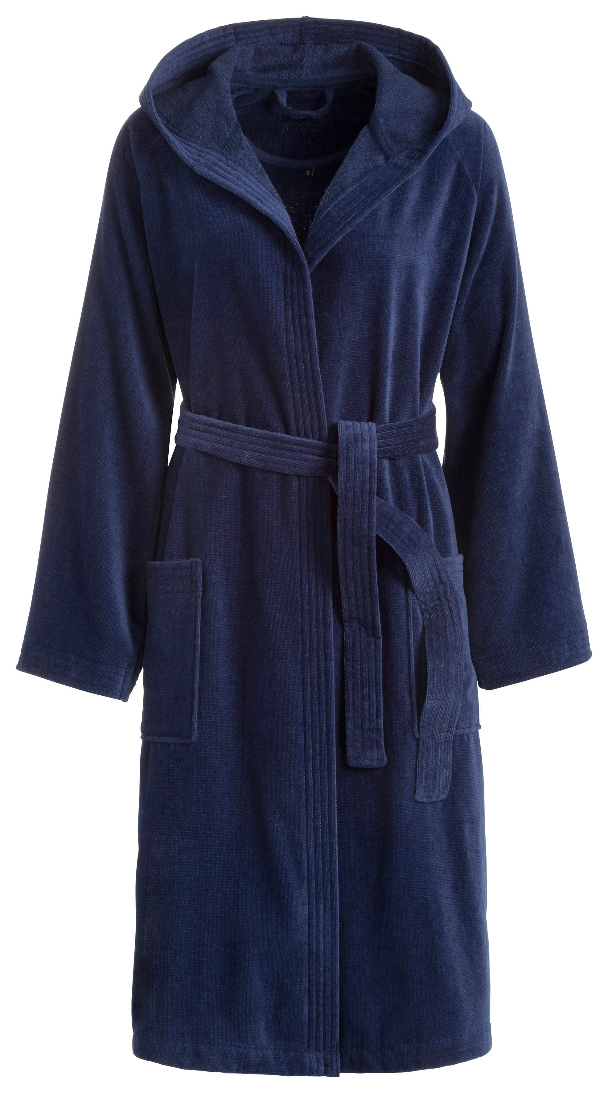 Vossen Unisex-Bademantel Texas, ideal für Sauna & Spa, Hotelbademantel, Morgenmantel, Kurzform, Webvelours, Kapuze, Gürtel, für Damen & Herren – Bild 2 von 4