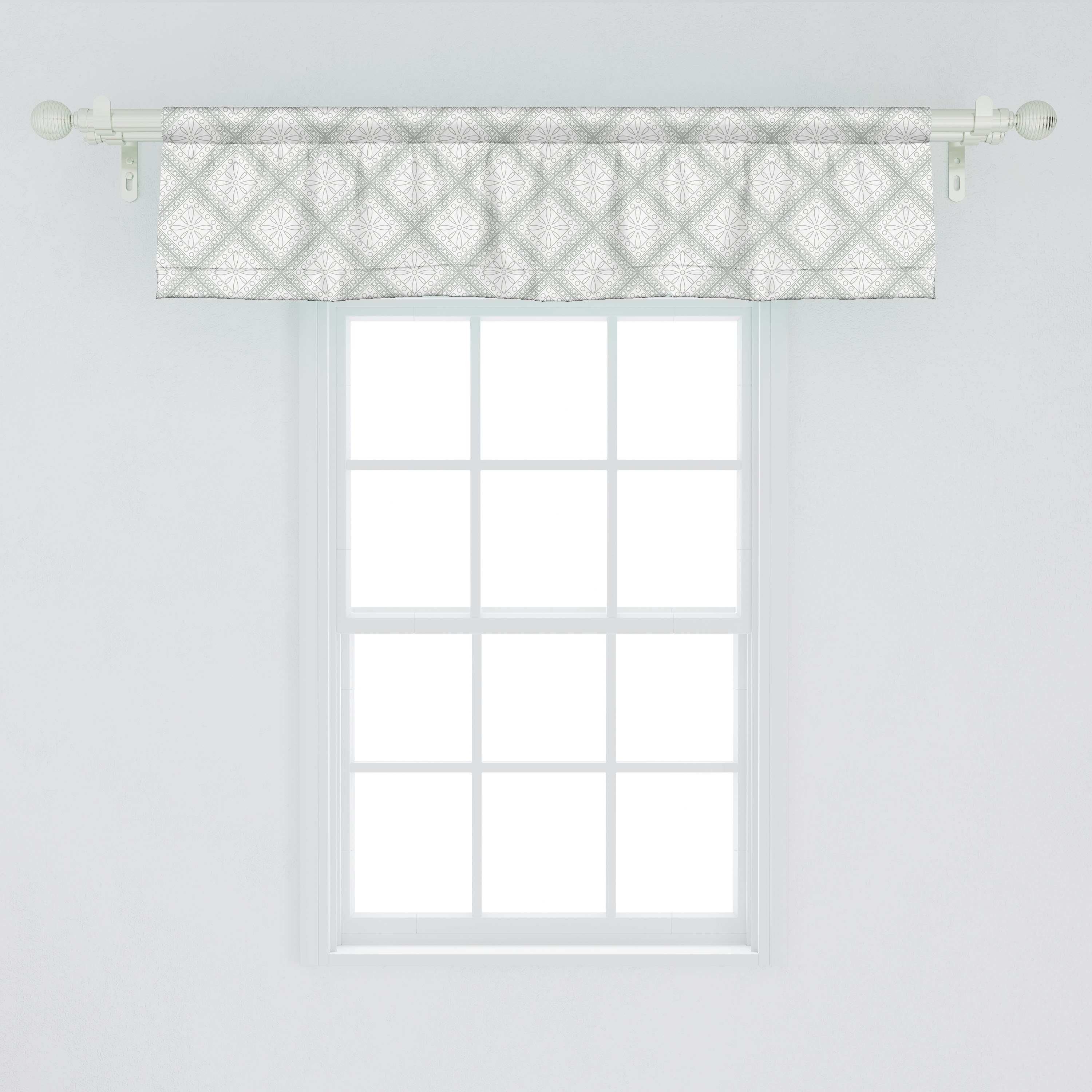 Volant Microfaser, für Stangentasche, Dekor Abstrakt Grafik Floral Scheibengardine Abakuhaus, Cubes mit Vorhang Küche Schlafzimmer