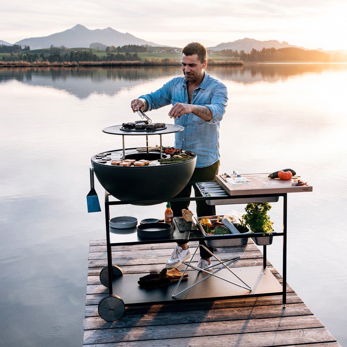 höfats Feuerkorb BOWL Warmhaltering, (Erweiterung des Bowl Sear Grate, Warmhalten oder Garen Dank optimaler Wärmespeicherung), höhenverstellbare zusätzliche Grillfläche auf zweiter Ebene