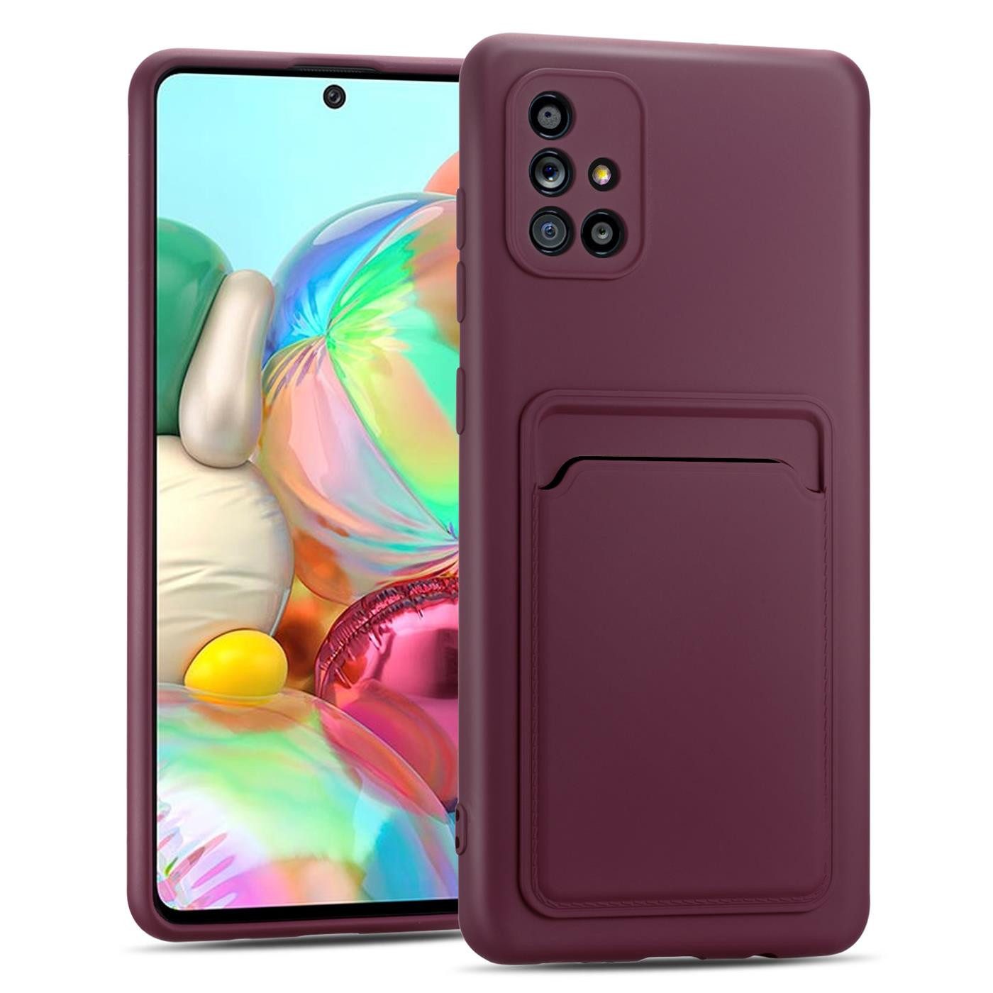CoolGadget Handyhülle Schutzhülle mit Kartenfach für Samsung Galaxy A51 6,5 Zoll, Silikon Case Slim TPU Cover Tasche mit Aufbewahrung EC Karte Ausweis