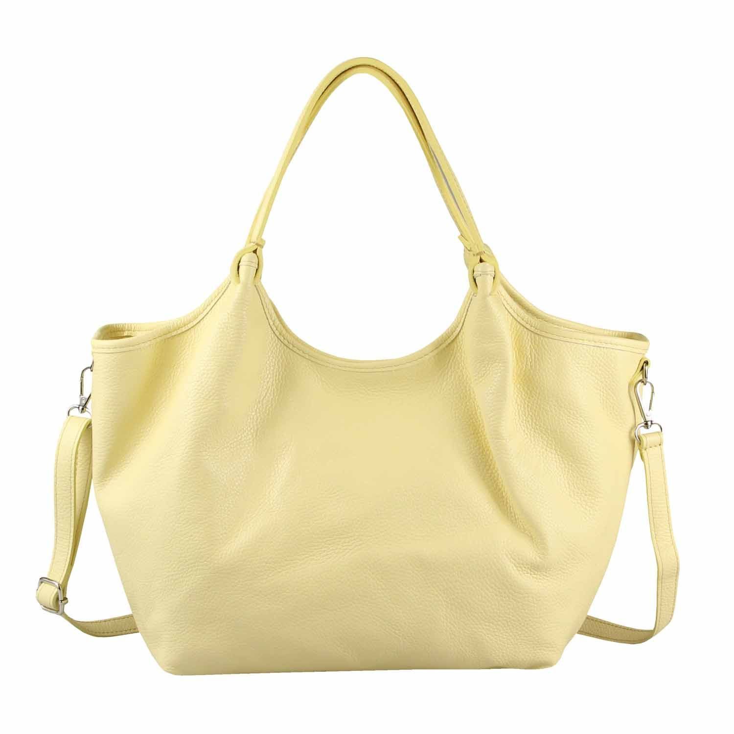 ITALYSHOP24 Shopper Made in Italy Damen Leder Tasche Tote Bag Business Handtasche Freizeit, Schultertasche Crossbody Beuteltasche Henkeltasche Ledertasche DIN-A4