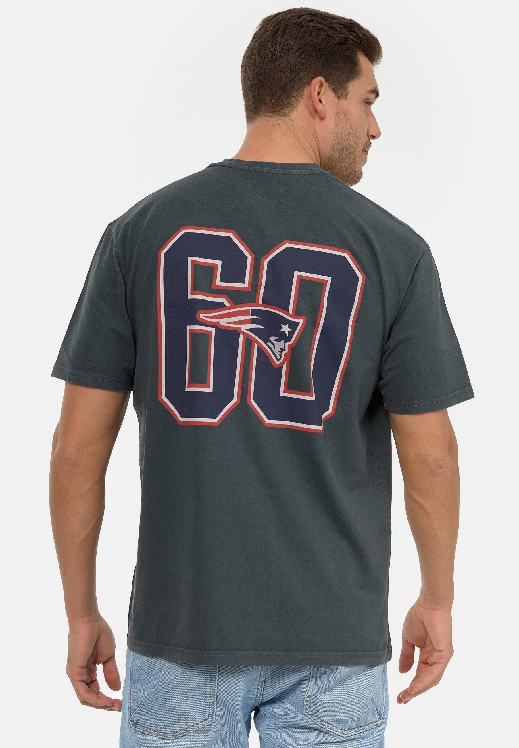 Recovered Relaxed Bio-Baumwolle Washed GOTS zertifizierte 17 NFL Patriots T-Shirt