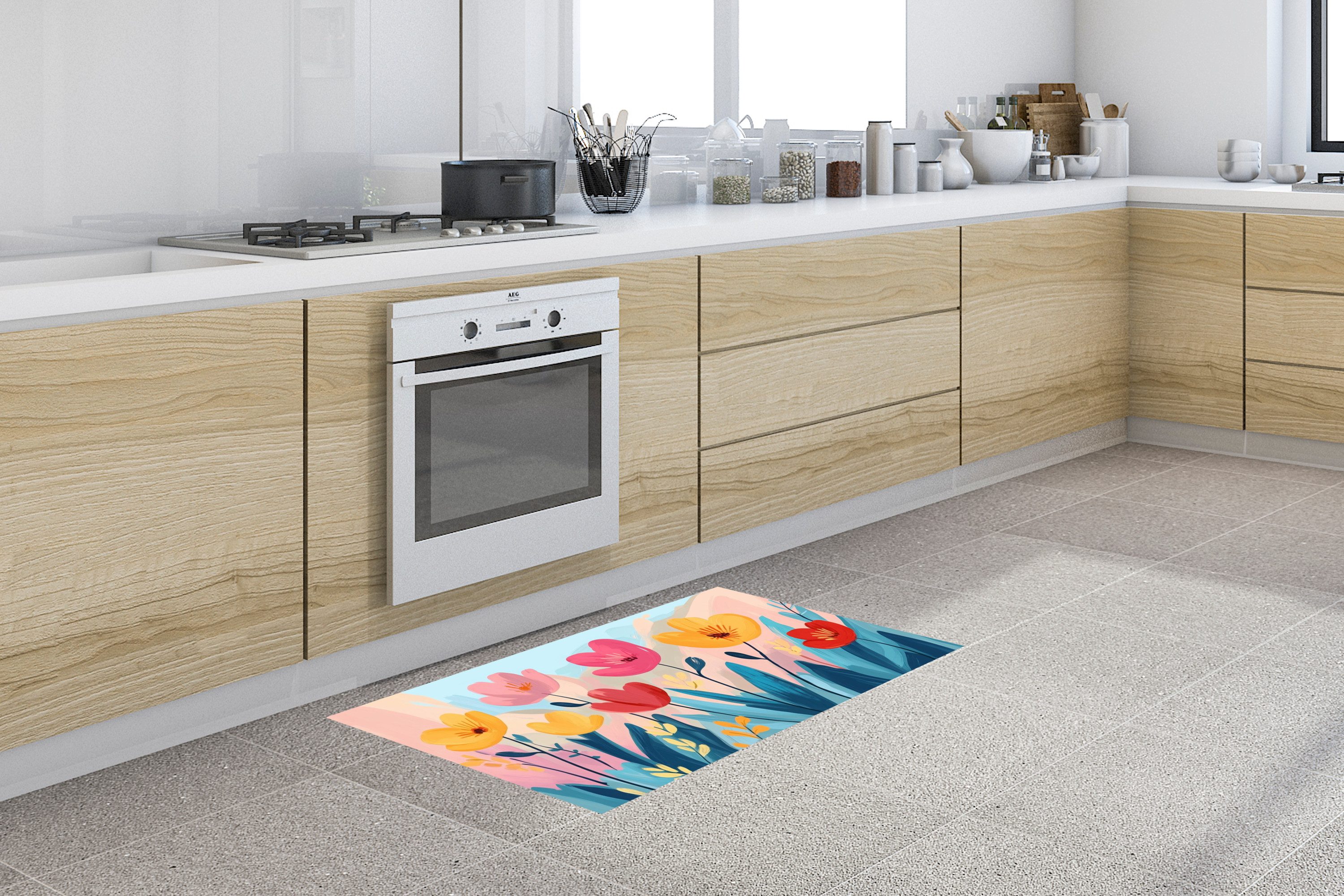 MuchoWow Küchenläufer Illustration - Blumen - günstig online kaufen