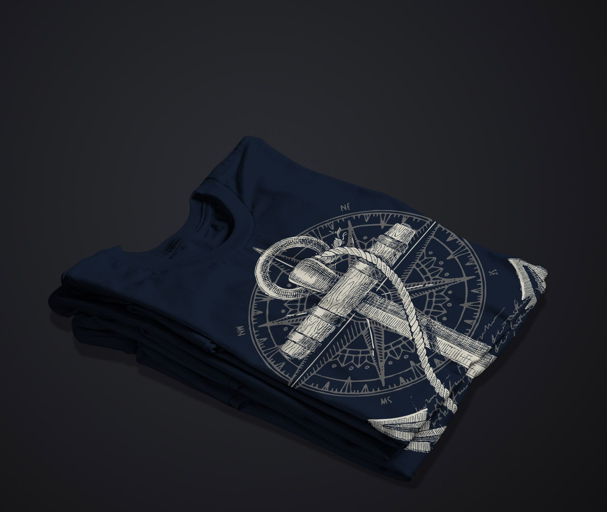 Neverless Print-Shirt Neverless® Herren T-Shirt Print Aufdruck Anker Kompass Motiv Maritim mit Print