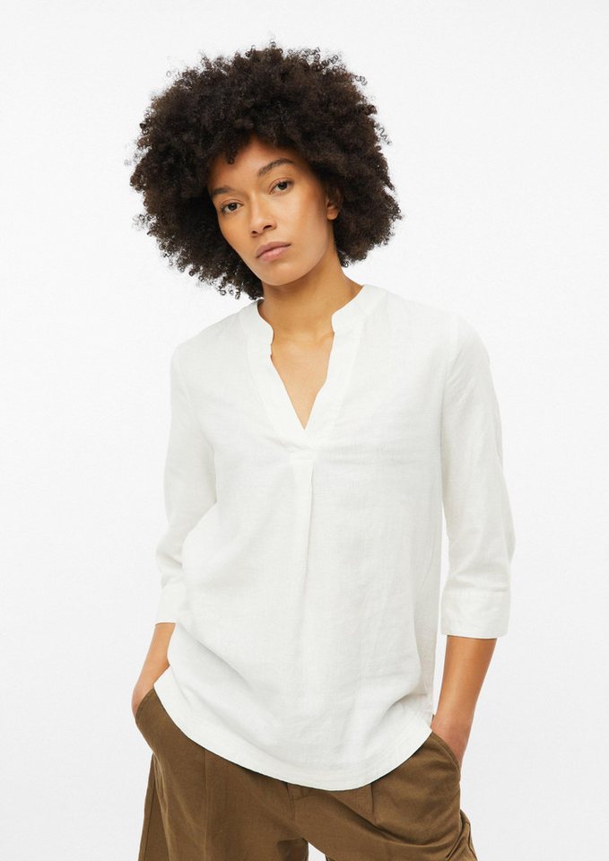 s.Oliver Kurzarmbluse Bluse Leinenmix-Bluse mit Turn-up