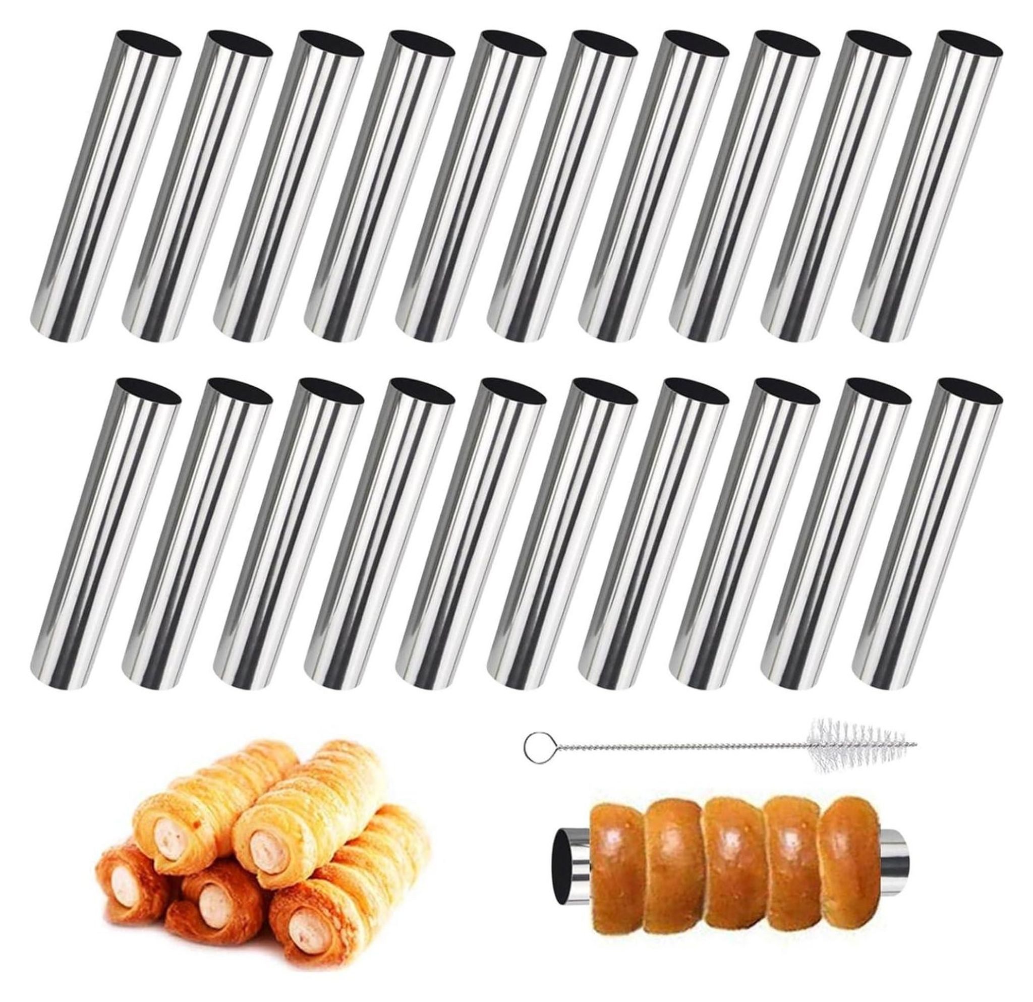 FELIXLEO Brotbackform 20 Stück Edelstahl Cannoli Röhrchen Schaumrollenform Backform Set