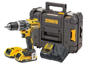 DeWalt Elektrowerkzeug-Set Set DCD796D2-QW (bl) 460 Watt, 18V, mit T STAK-Box, 2x 2 Ah Akkus, Handschuhe, Schutzbrille