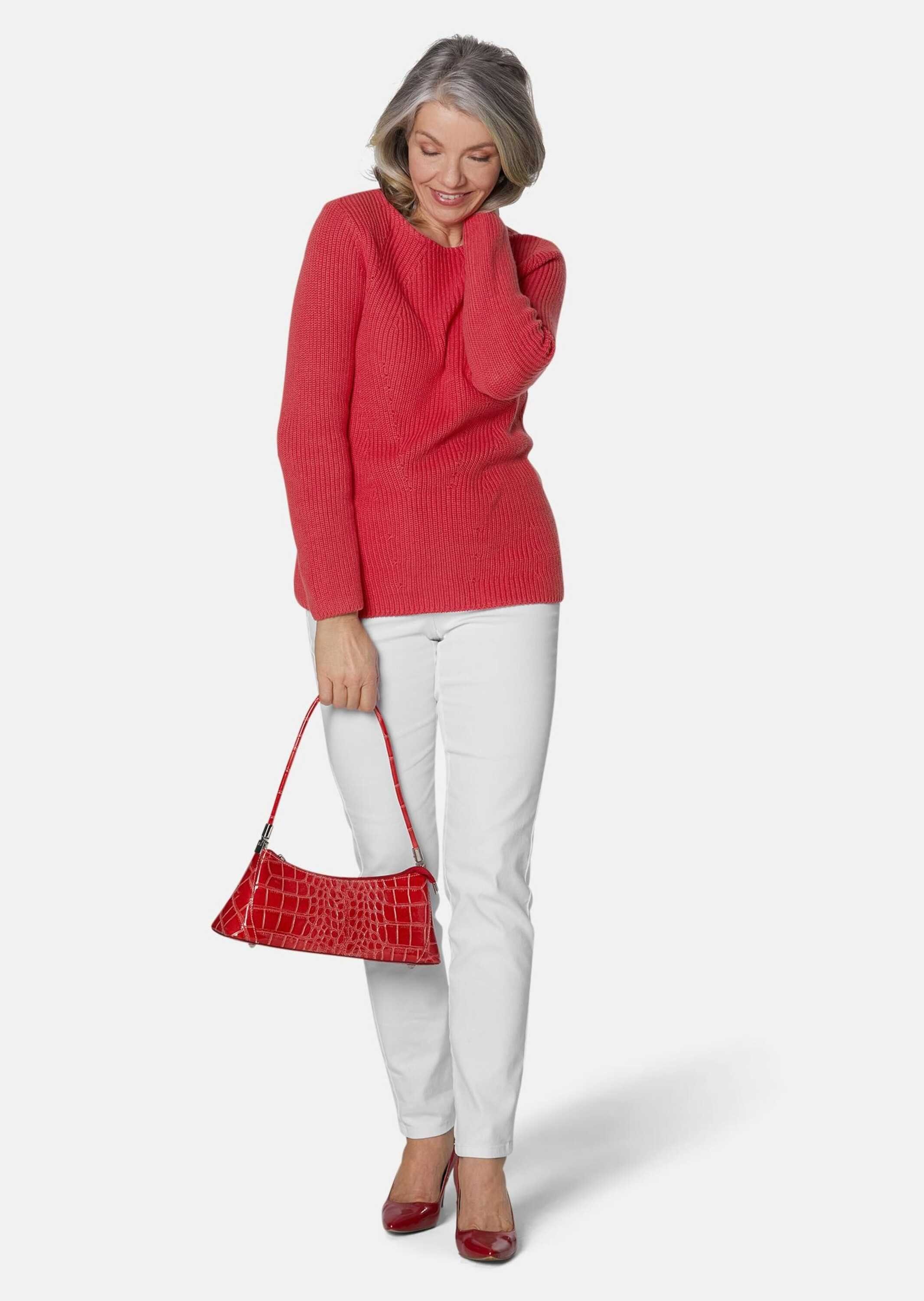 GOLDNER Strickpullover Kurzgröße: Baumwollpullover mit Patentgrobstrick Win günstig online kaufen