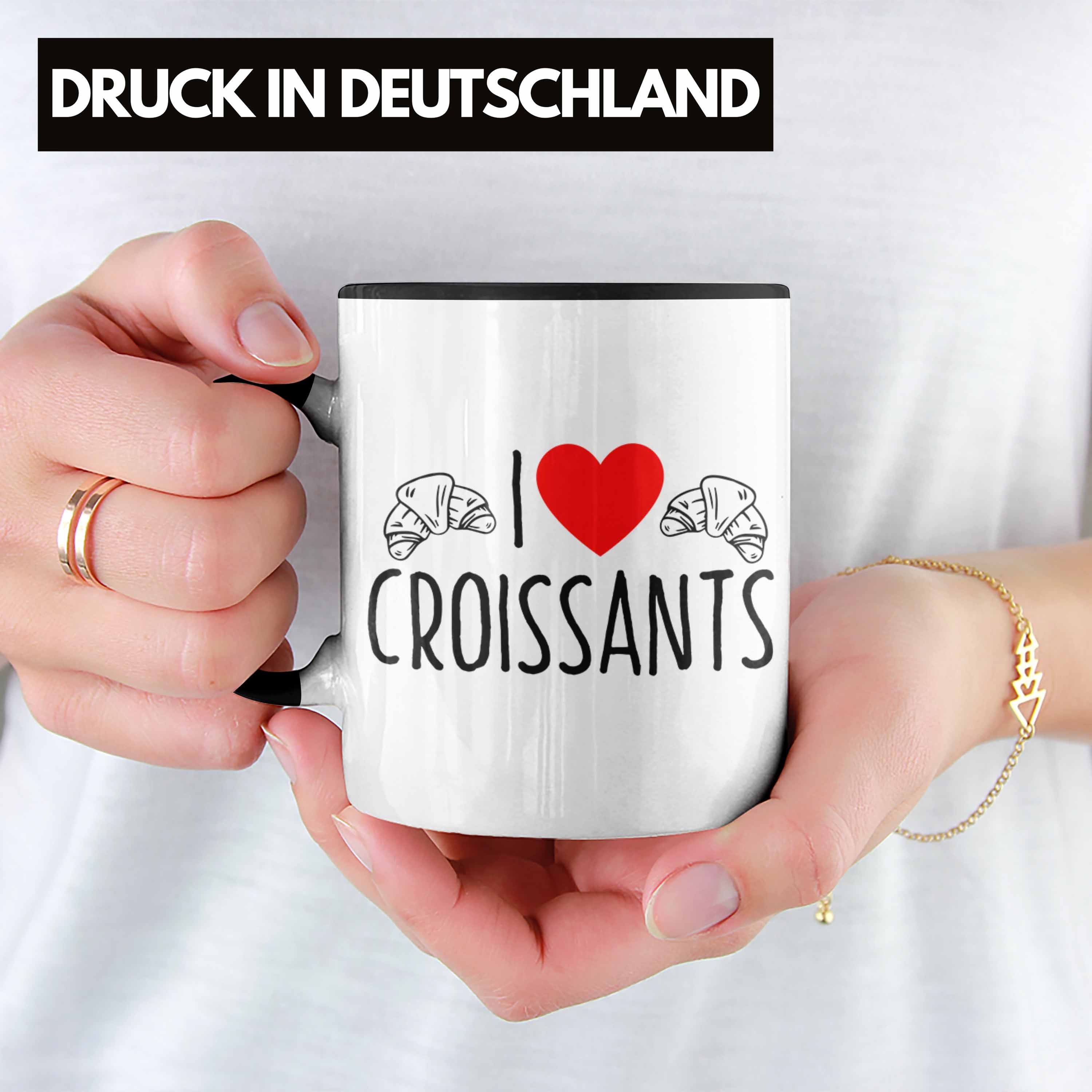 Tasse Schwarz Croissants" Love Tasse Fr "I Croissant-Liebhaber Lustiges Trendation für Geschenk