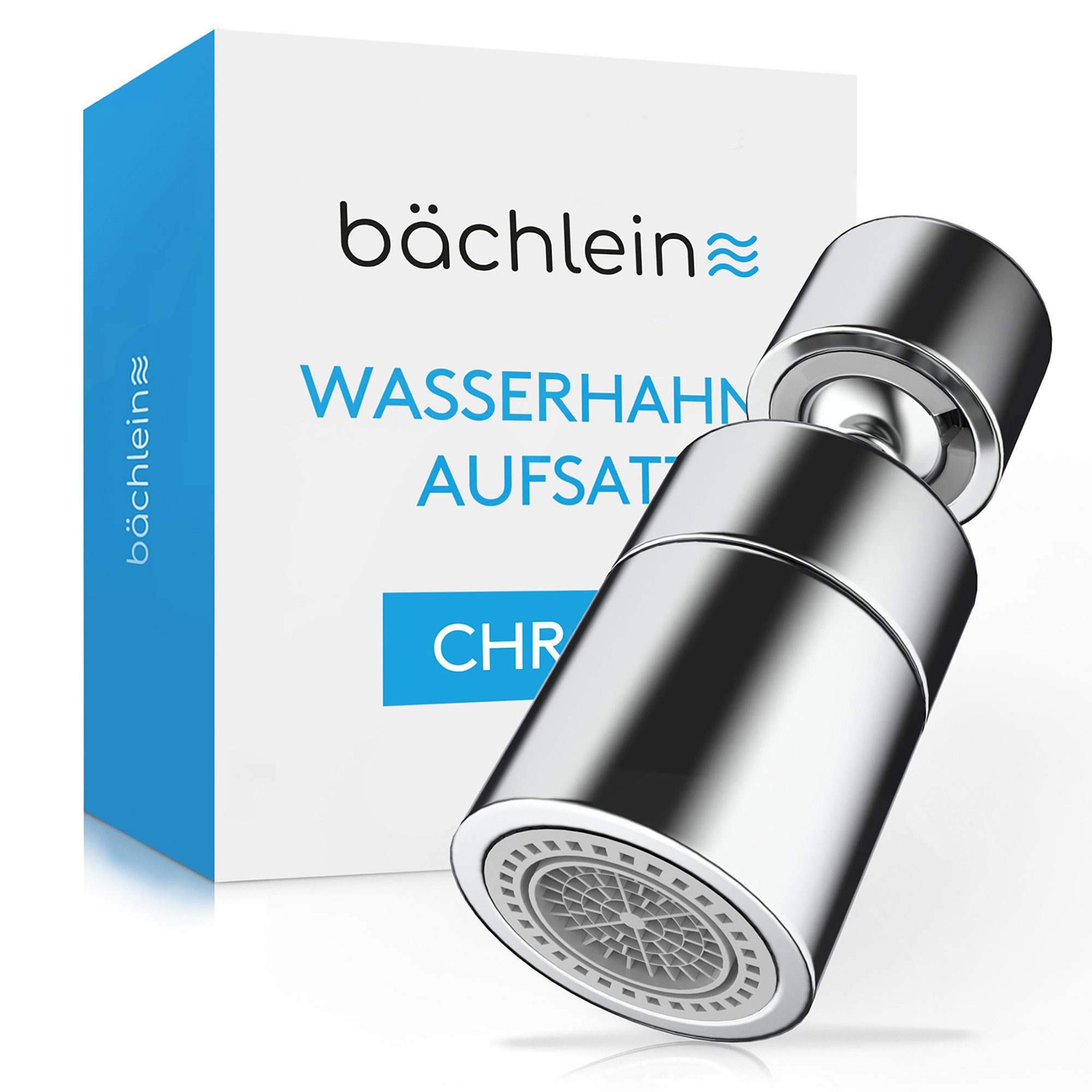 Bächlein Küchenarmatur Hochwertiger Wasserhahnaufsatz mit 2 Strahlarten (Chrom) gerader Aufsatz mit 360° Schwenkbereich