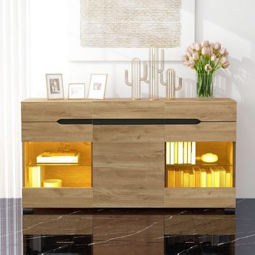 WISHDOR Sideboard Sideboard Schrank Modern (Möbel 3 Türen 3 Schubladen Moderne Kommode), mit viel Stauraum für Ihren Wohnbereich