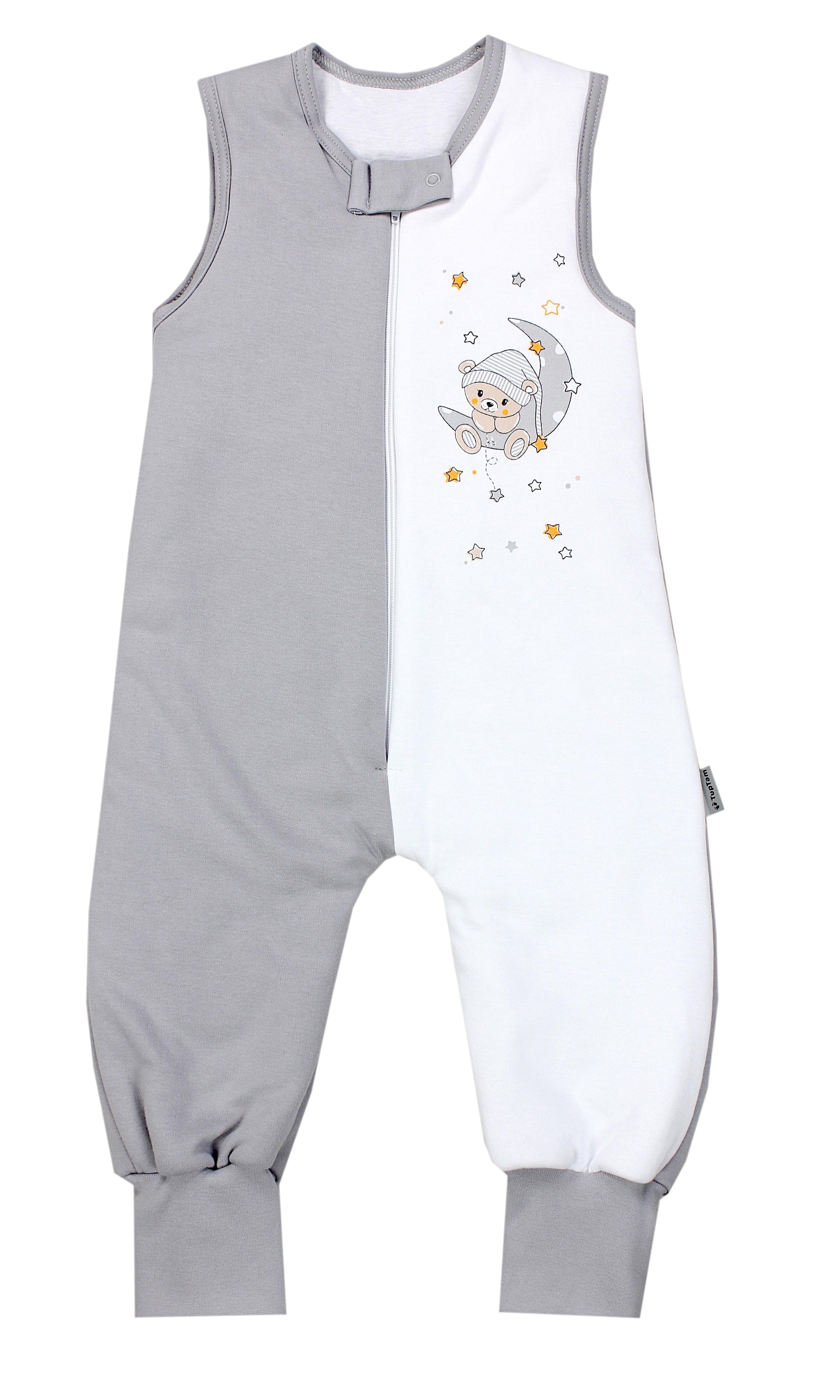 TupTam Babyschlafsack Winter Schlafsack mit Beinen OEKO-TEX zertifiziert 2,5 TOG Unisex Bär auf Mond / Grau