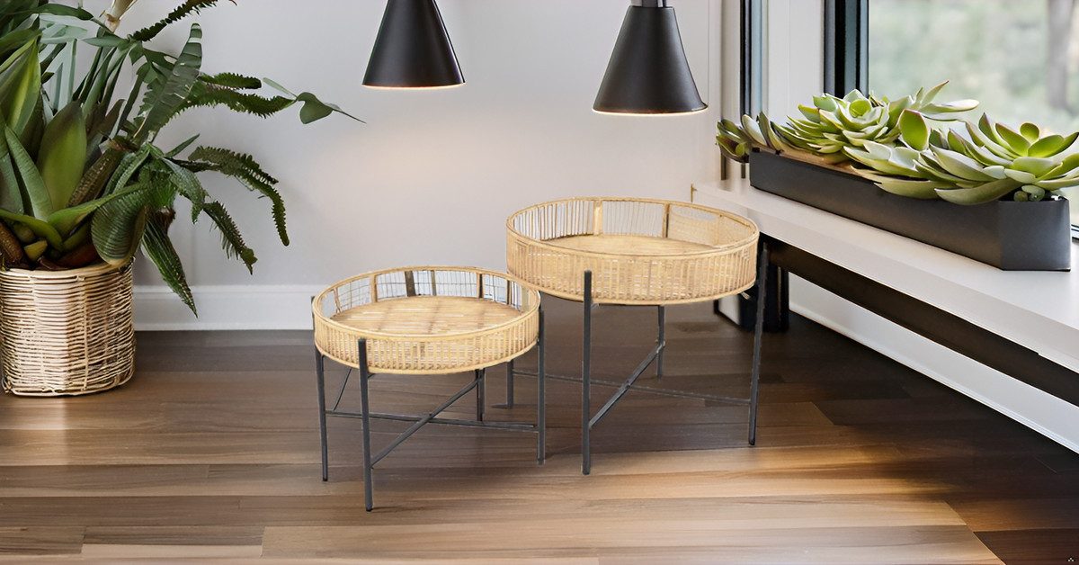 habeig Beistelltisch Beistelltisch Bambus im 2er Set Tisch Gartentisch Esstisch Couchtisch