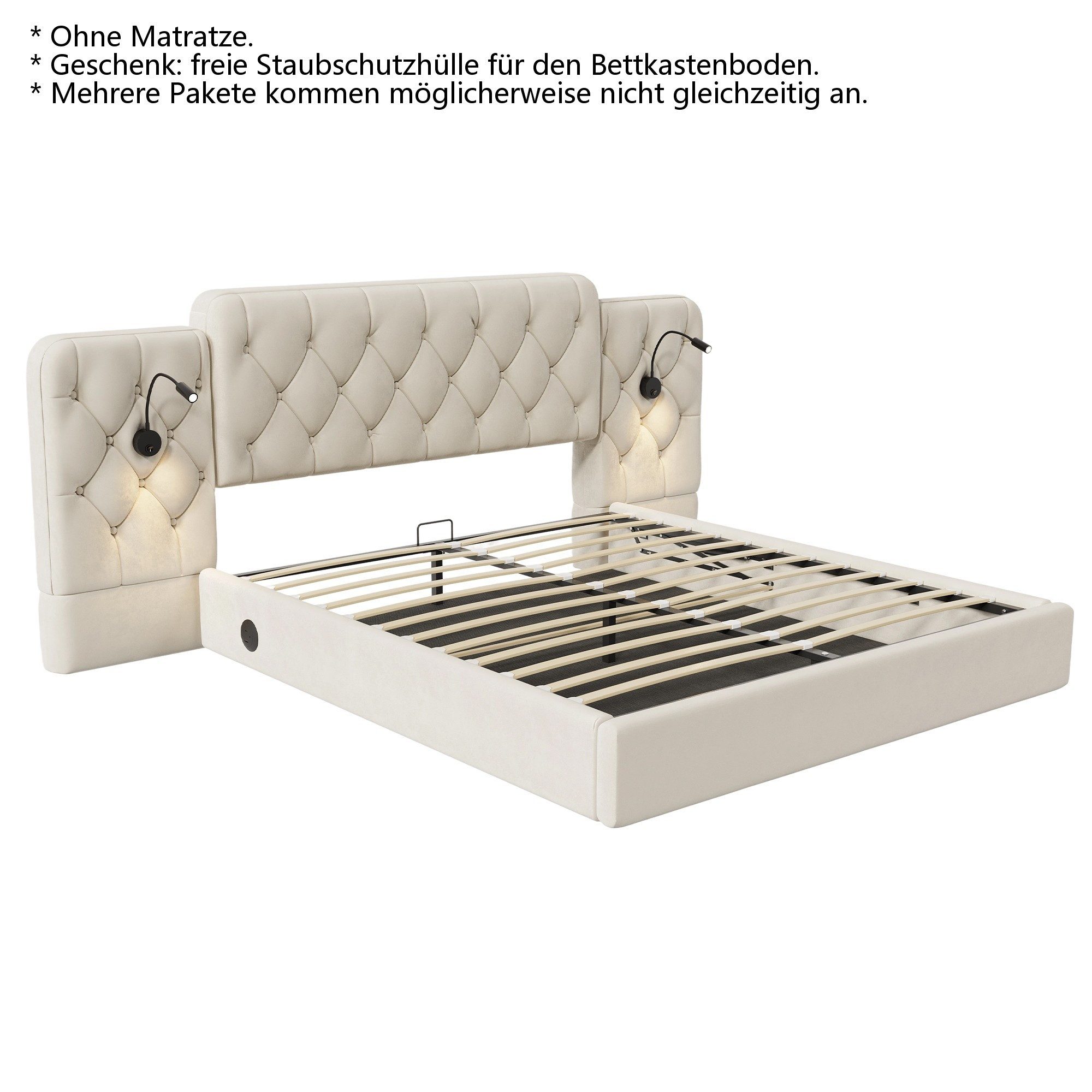 LVHOM Boxspringbett 160x200cm/180x200cm Bettgestell, Samt/PU, diamantgepräg günstig online kaufen