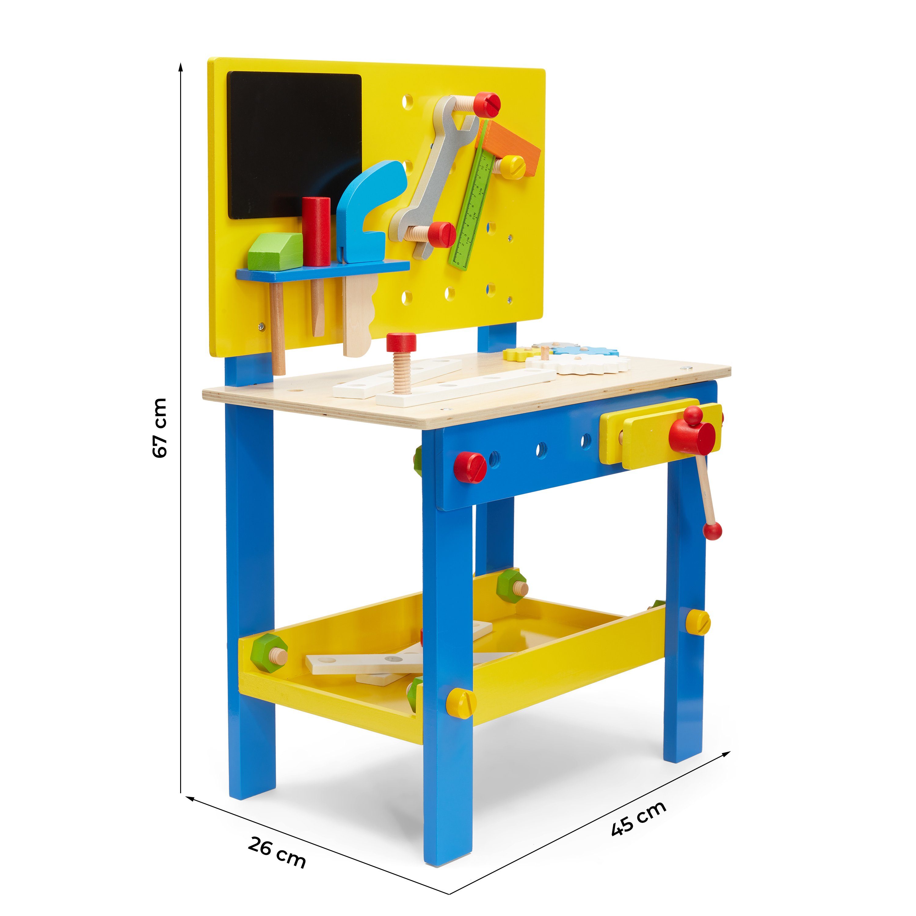 Kinder Spielzeug Werkbank Werkzeugbank mit Zubehör Bohrmaschine Schraubstock 