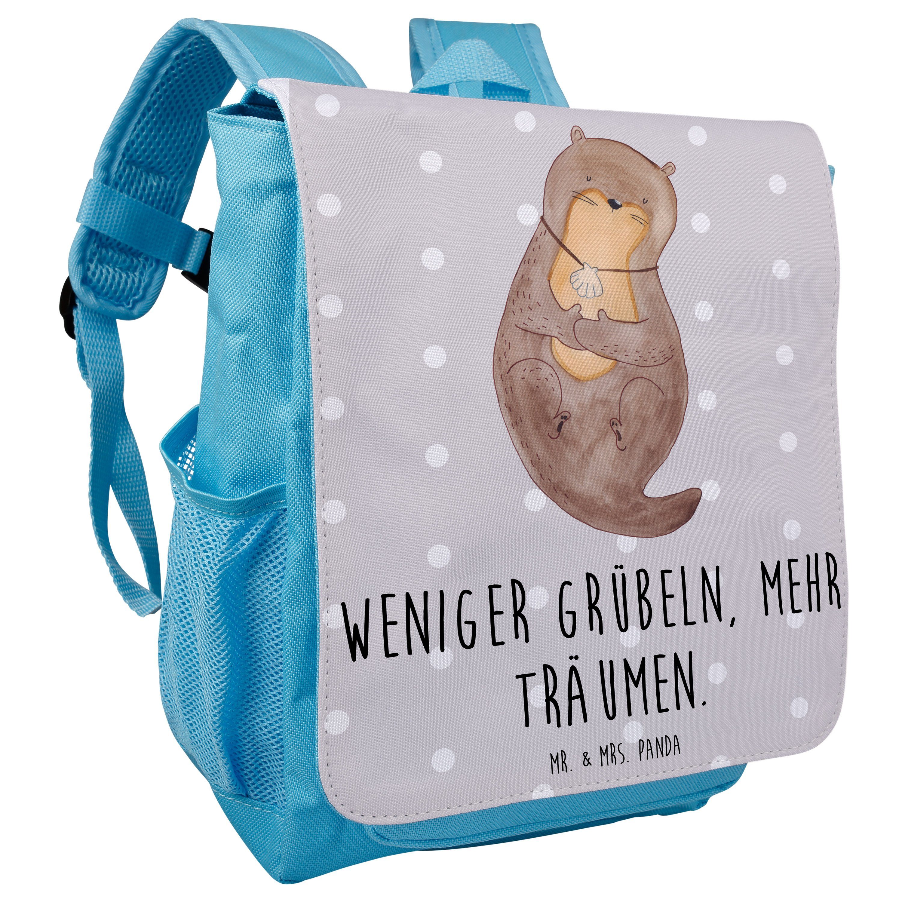 Mr. & Mrs. Pastell mit Otter - Geschenk, Jungen Kinderrucksack Kids, Panda Ru Muschelmedaillon - Grau