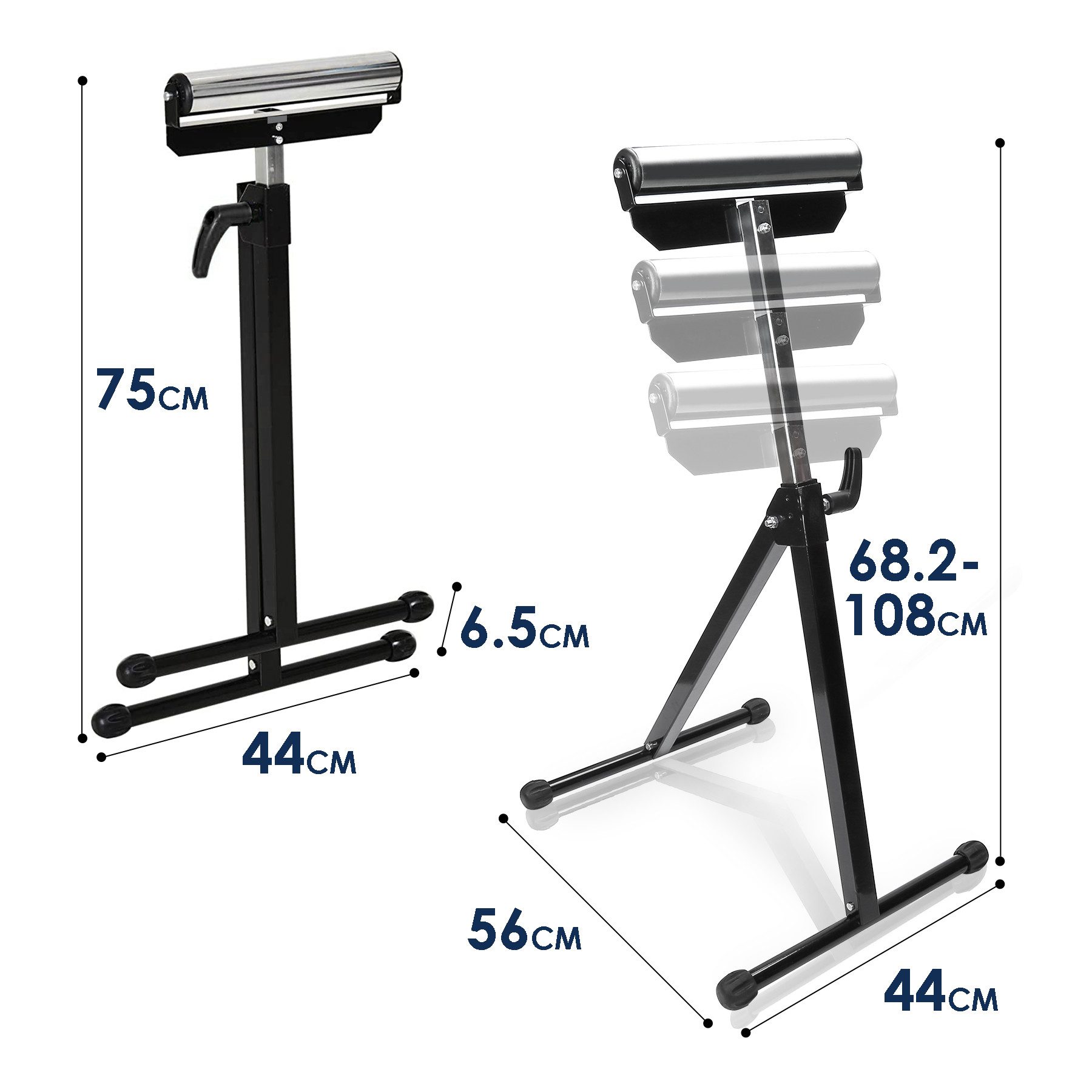 Clanmacy Unterstellbock Rollenbock 2er Set, höhenverstellbar, klappbar, 60 kg, für Werkstatt, 60 kg max. Belastbarkeit, (2-St), höhenverstellbar, klappbar, mit Rollenauflage, 60 kg Tragkraft