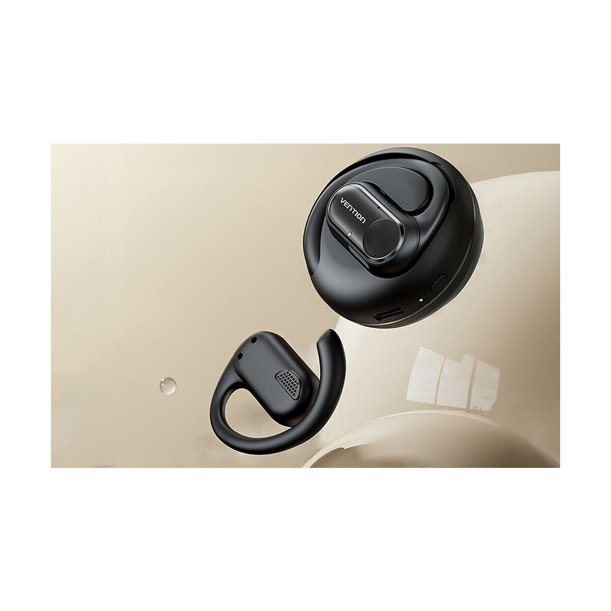 VENTION Kopfhörer Bluetooth 5.3 Open-Ear Kopfhörer 400 mAh Schwarz Bluetooth-Kopfhörer