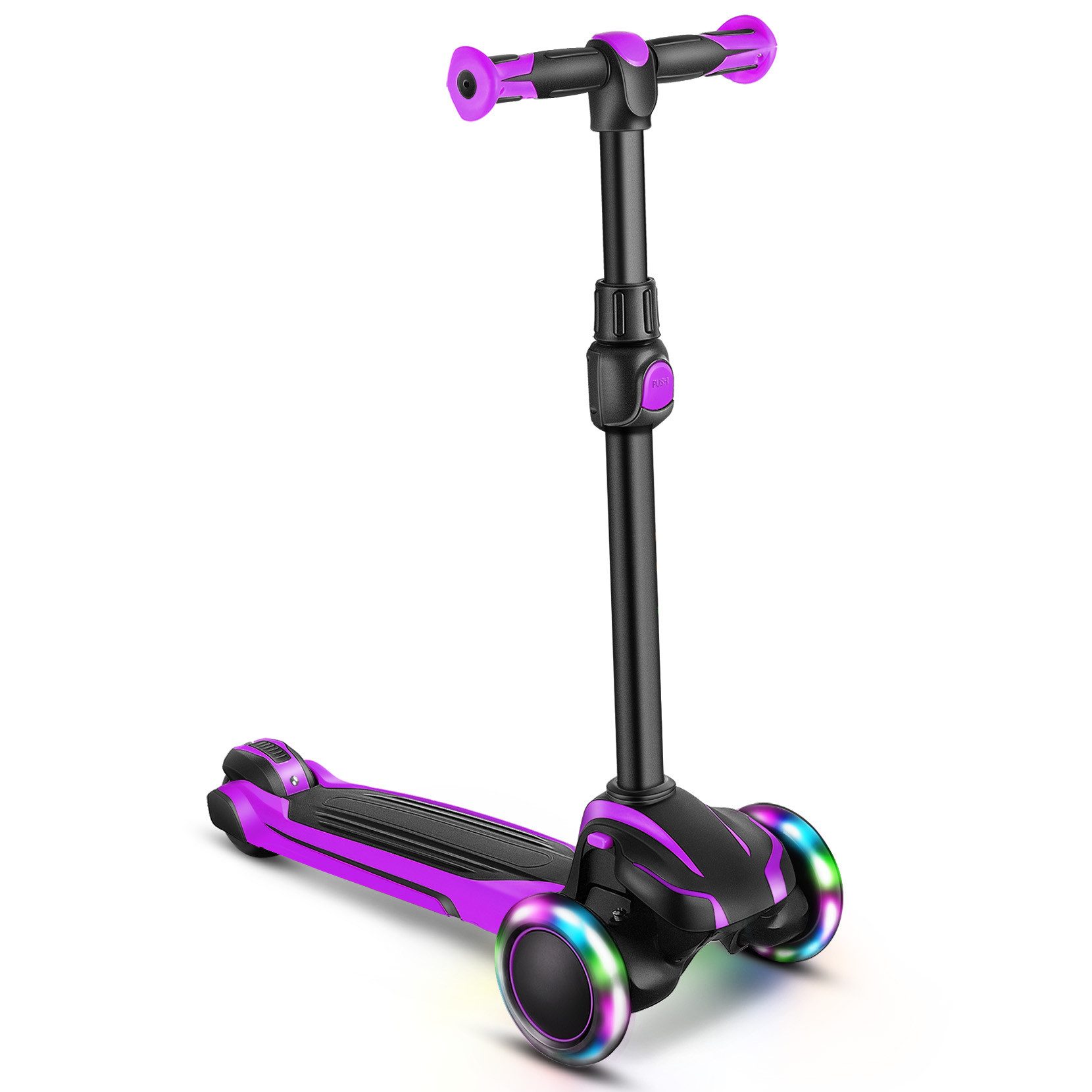 Dreiradscooter Kinderroller mit farbigen LED, höhenverstellbar für Kinder ab 3 Jahren