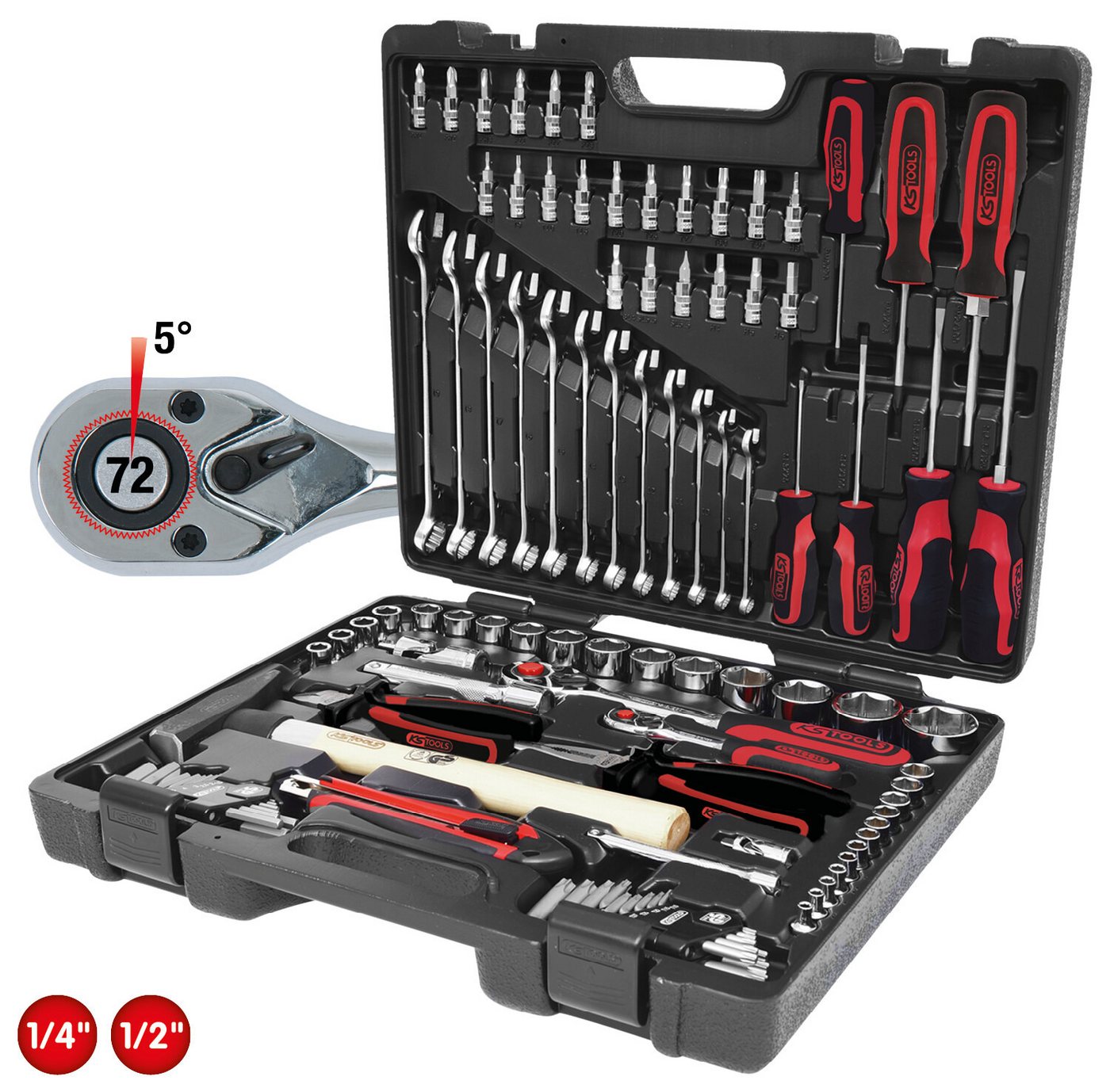 Thumbnail - KS Tools Werkzeugkoffer CHROMEplus (97 St), 1/4"+1/2" UniversalSatz, 97-teilig
