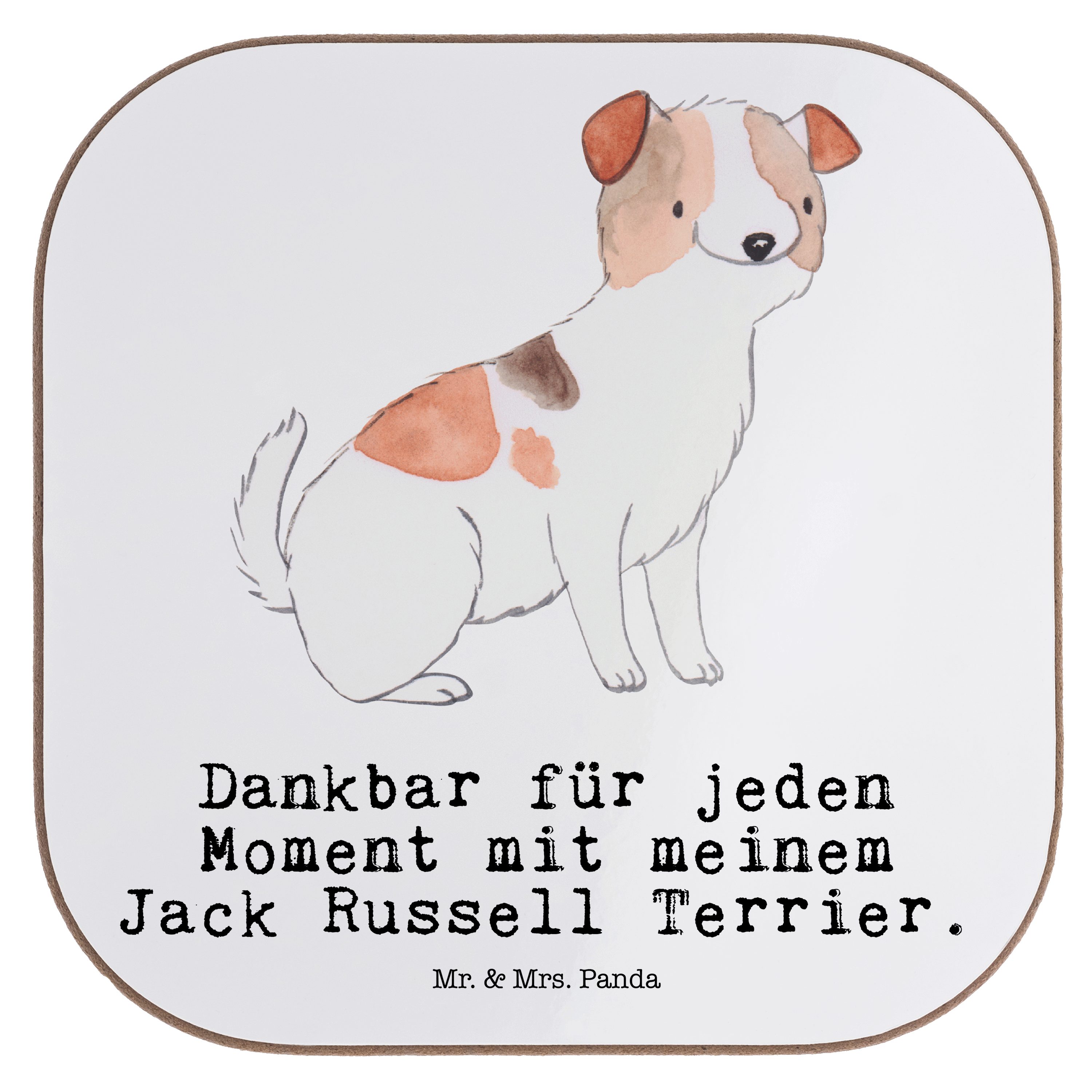 Mr. & Mrs. Panda Getränkeuntersetzer Jack Russell Terrier Moment - Weiß - Geschenk, Hundebesitzer, Bierdec, 1-tlg.