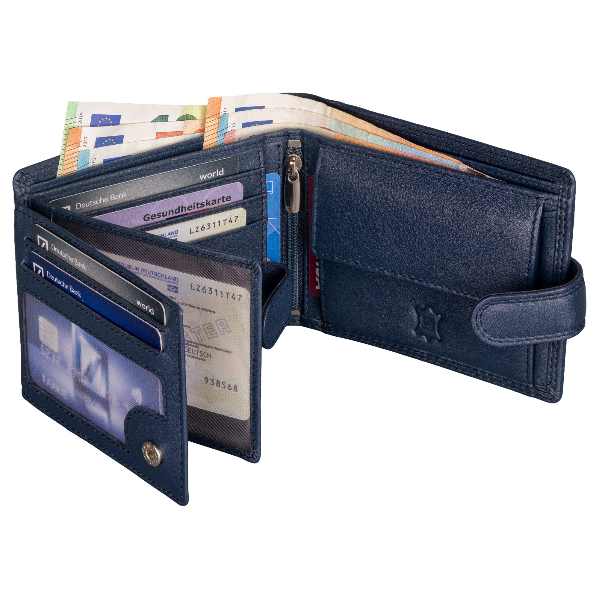 EAAKIE Geldbörse RFID echt Leder Portemonnaie Geldbörse Herren Nappaleder, RFID Schutz
