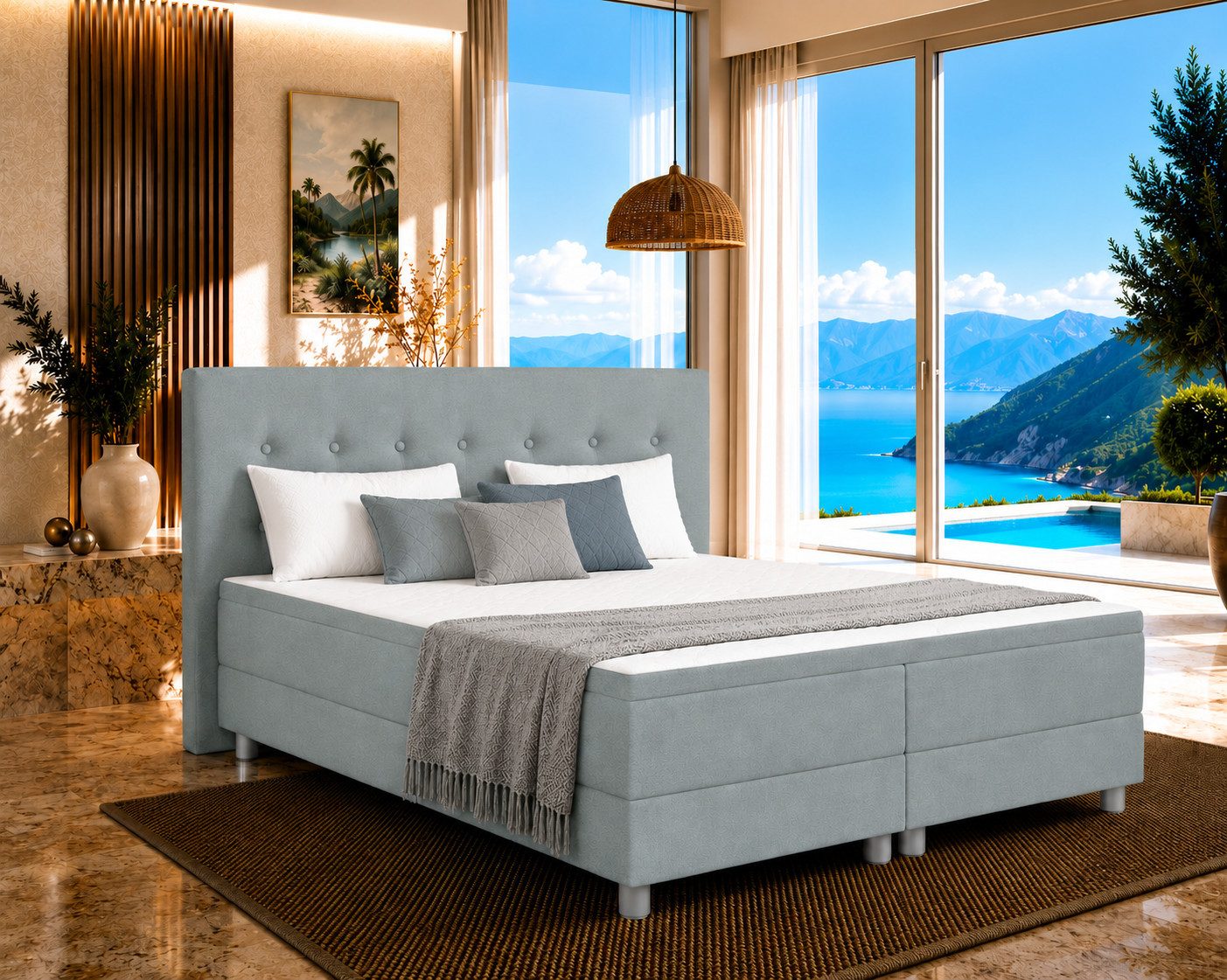 Best for Home Boxbett Neo Sawana Komfortable Bonellfederkernmatratze mit 5 cm Topper (Komplettbett, 4-St., 90x200 120x200 140x200 160x200 180x200 200x200), 7-Zonen-Bonnellfederkernmatratze, ergonomischer Schlafkomfort