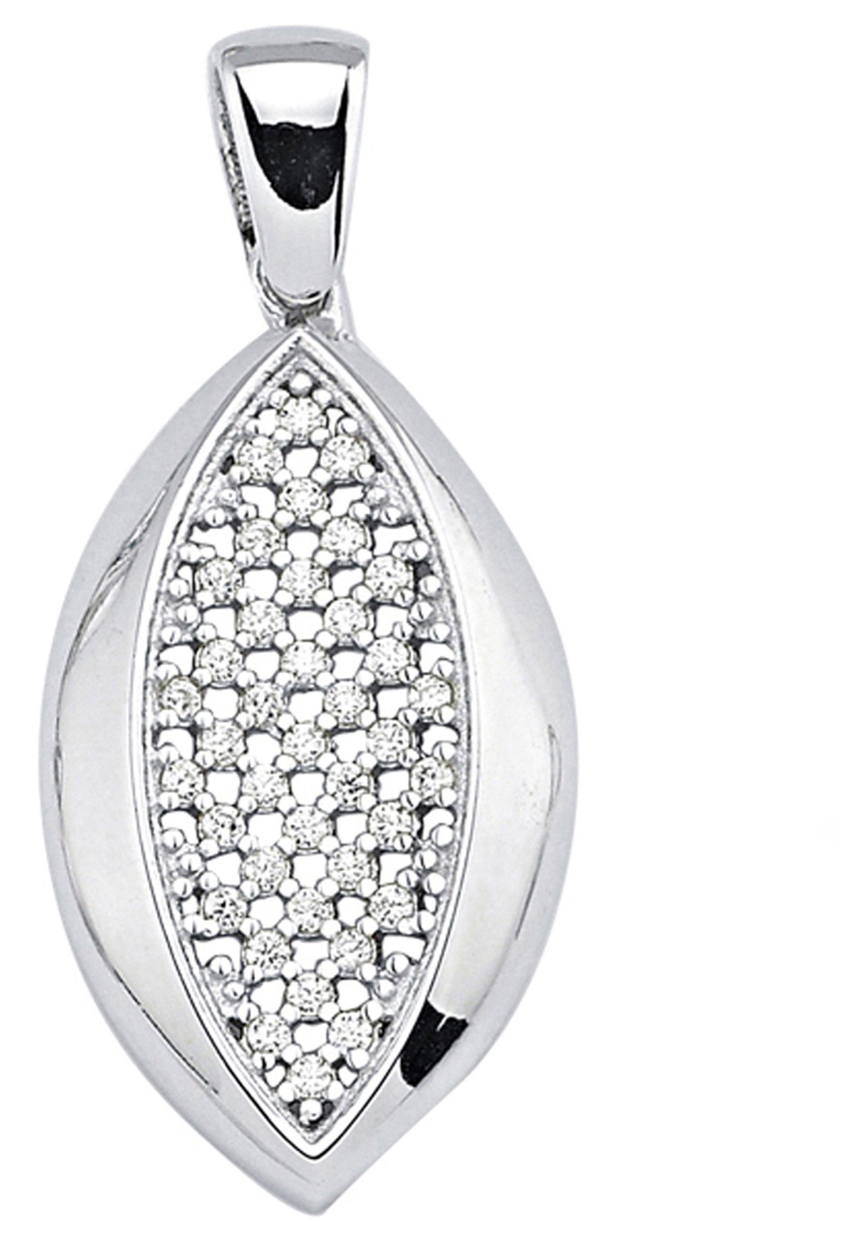 JOBO Kettenanhänger Anhänger Silberanhänger 26 mm, 925 Silber rhodiniert mit 39 Zirkonia