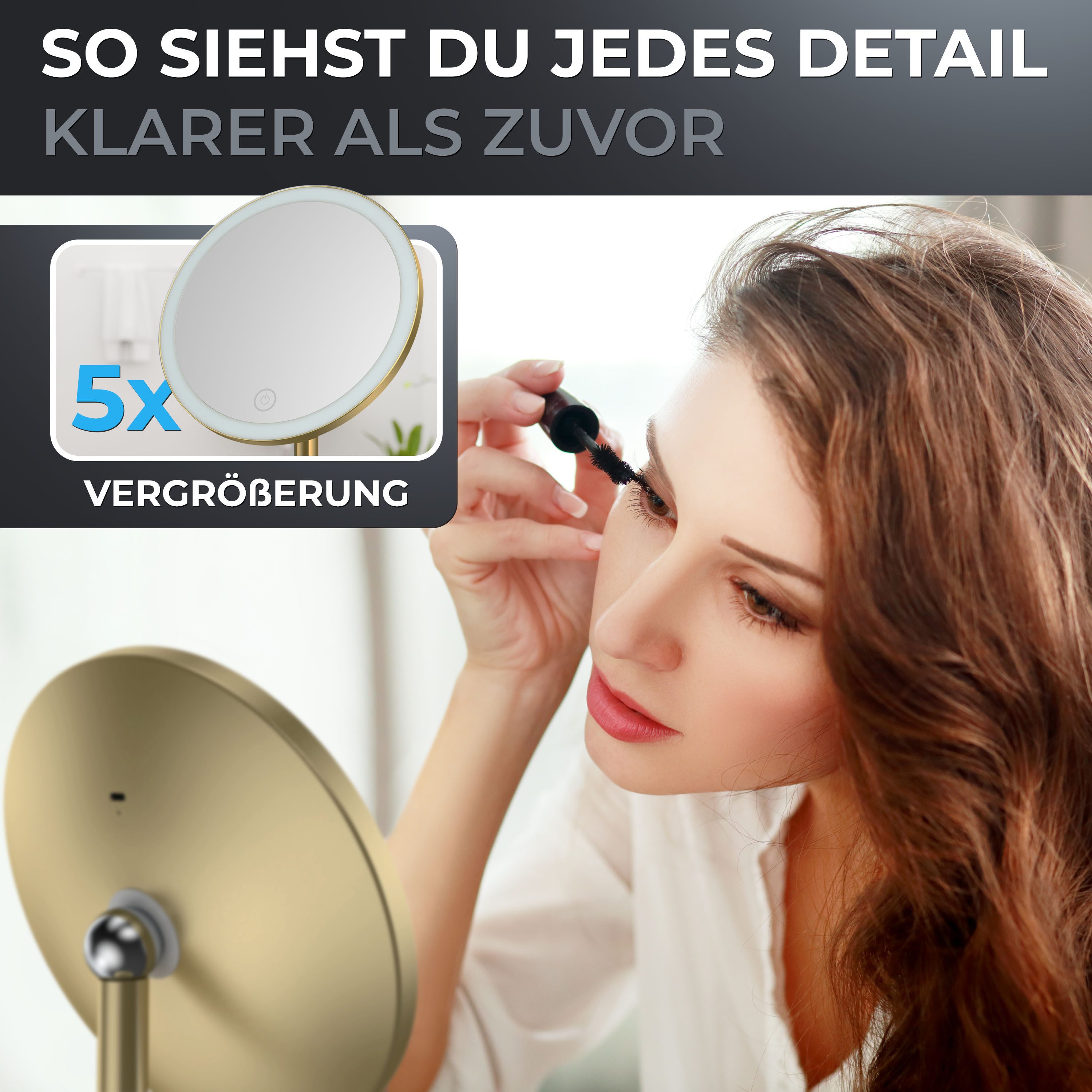 ovimar Kosmetikspiegel (1-St), aus Edelstahl in Gold zur