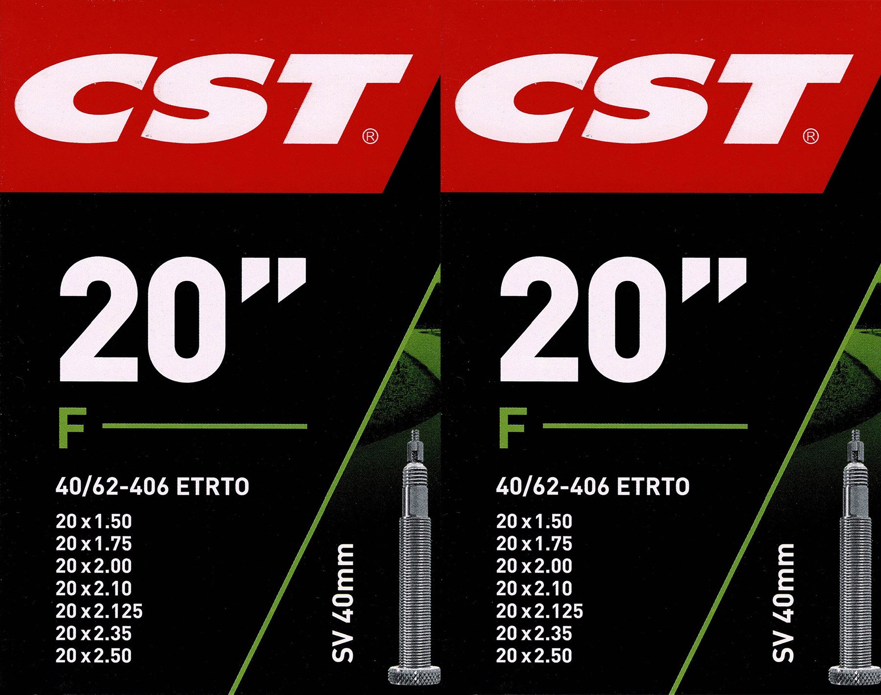Fahrradschlauch 2x CST 20 SV Schlauch 20 Zoll (40/62-406) Fahrradschlauch