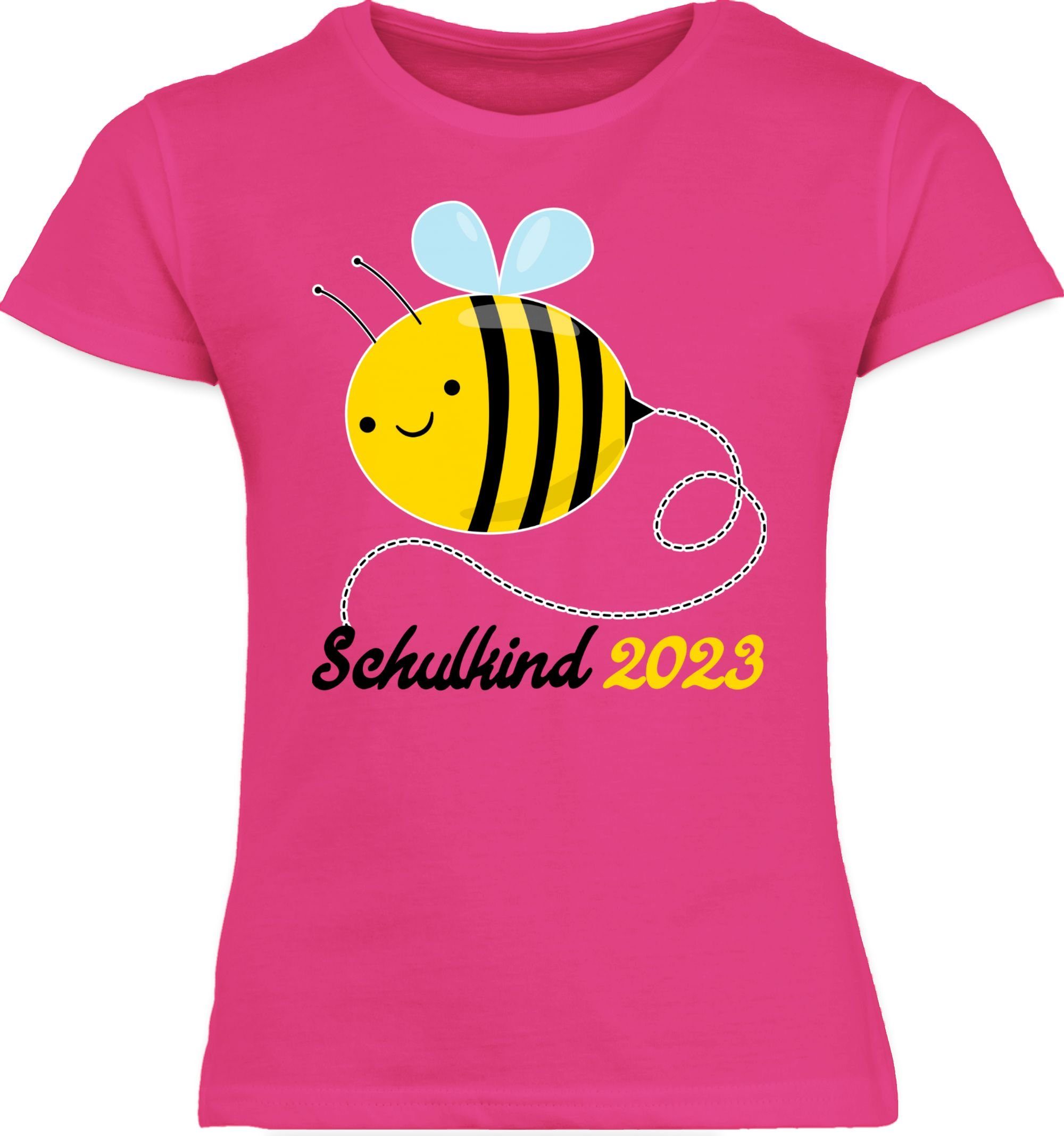 Shirtracer T-Shirt Biene Schulkind 2023 Einschulung Mädchen 1 Fuchsia