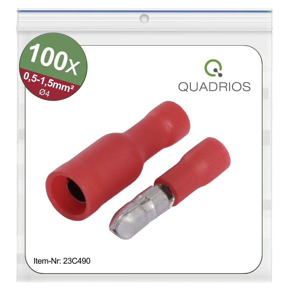 Quadrios Ringkabelschuh Quadrios 23C490 Rundstecker 0.5 mm² 1.5 mm² Rot 100 St., 23C490